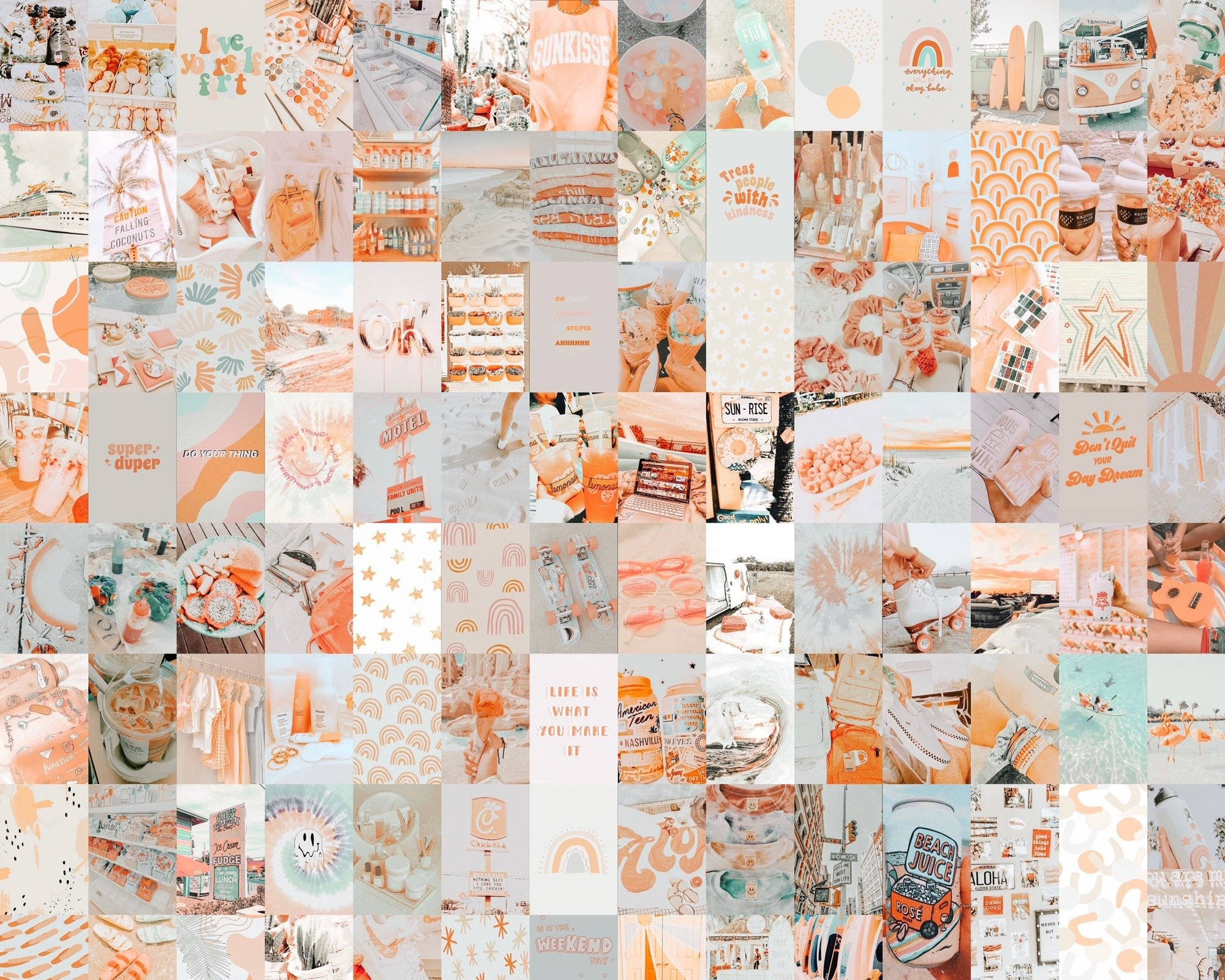 Fersken-estetisk collage med mønstre Bakgrunner