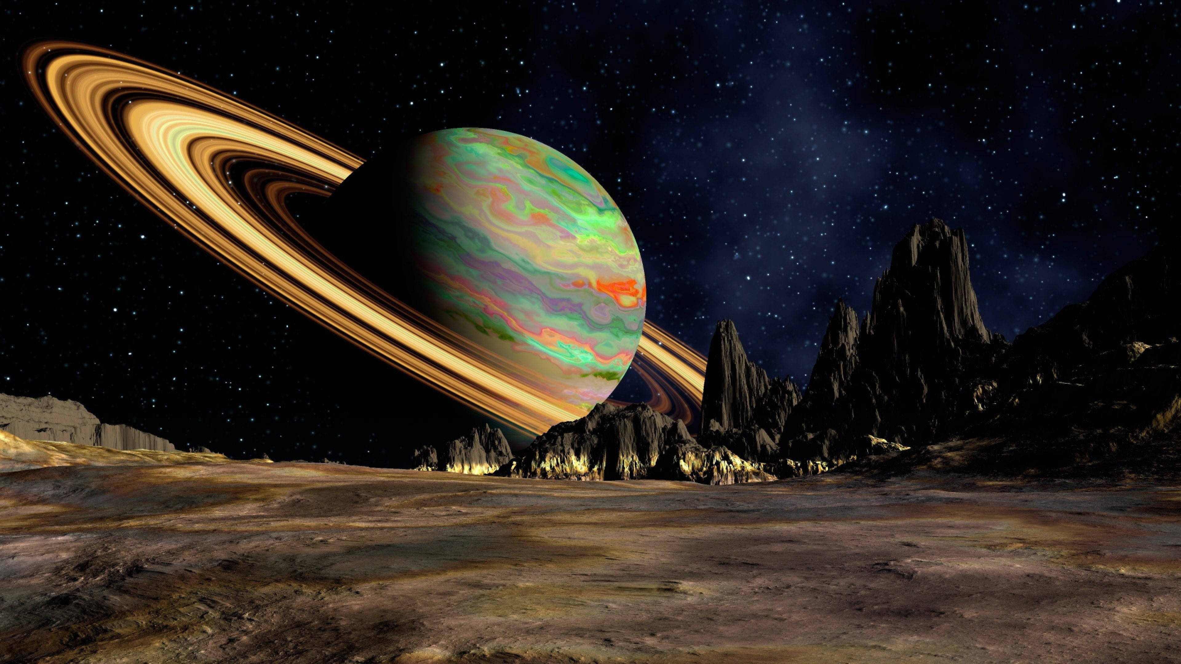 Flerfarget Saturn 4K Bakgrunner