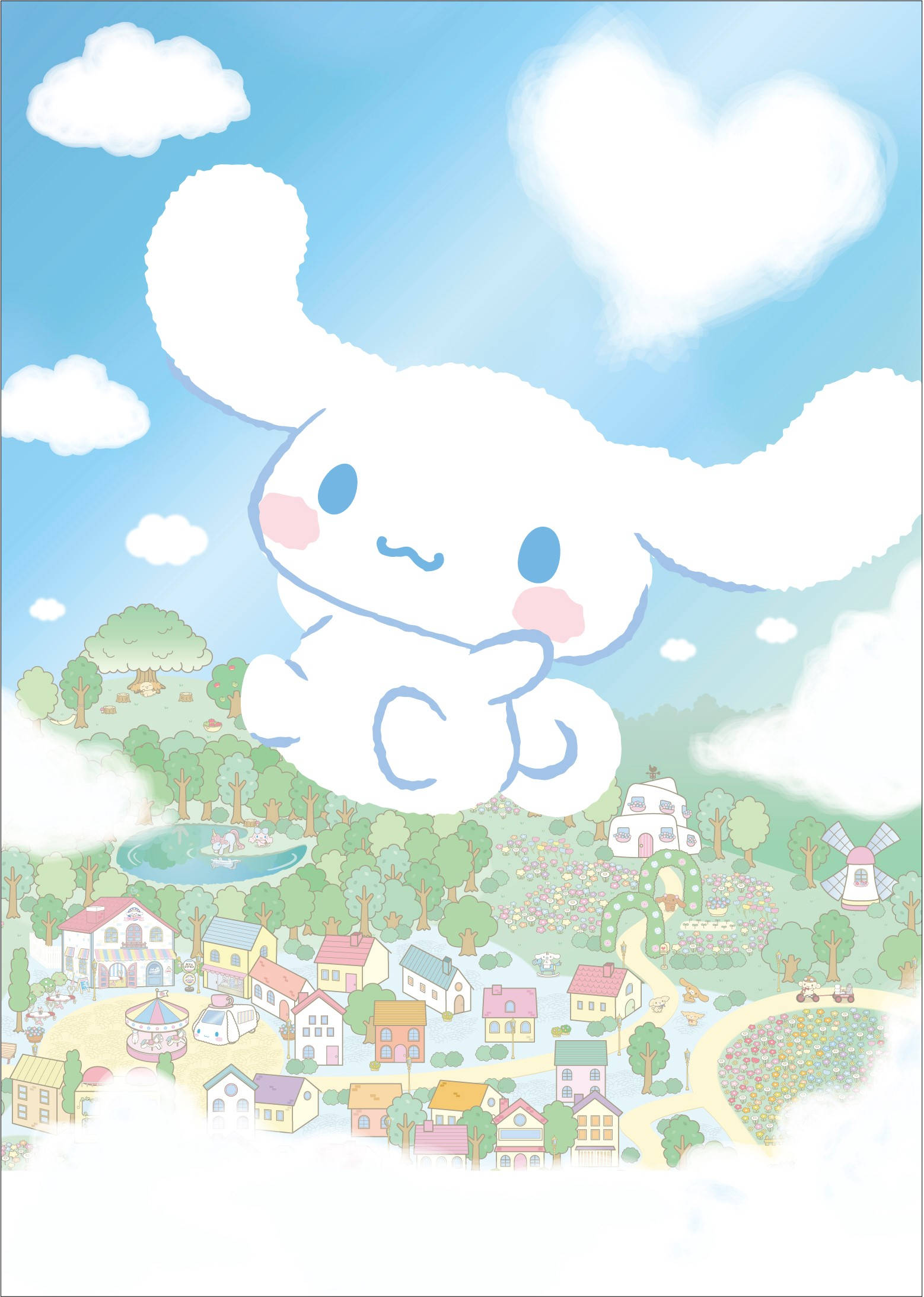 Flygende Cinnamoroll-kunst Bakgrunner