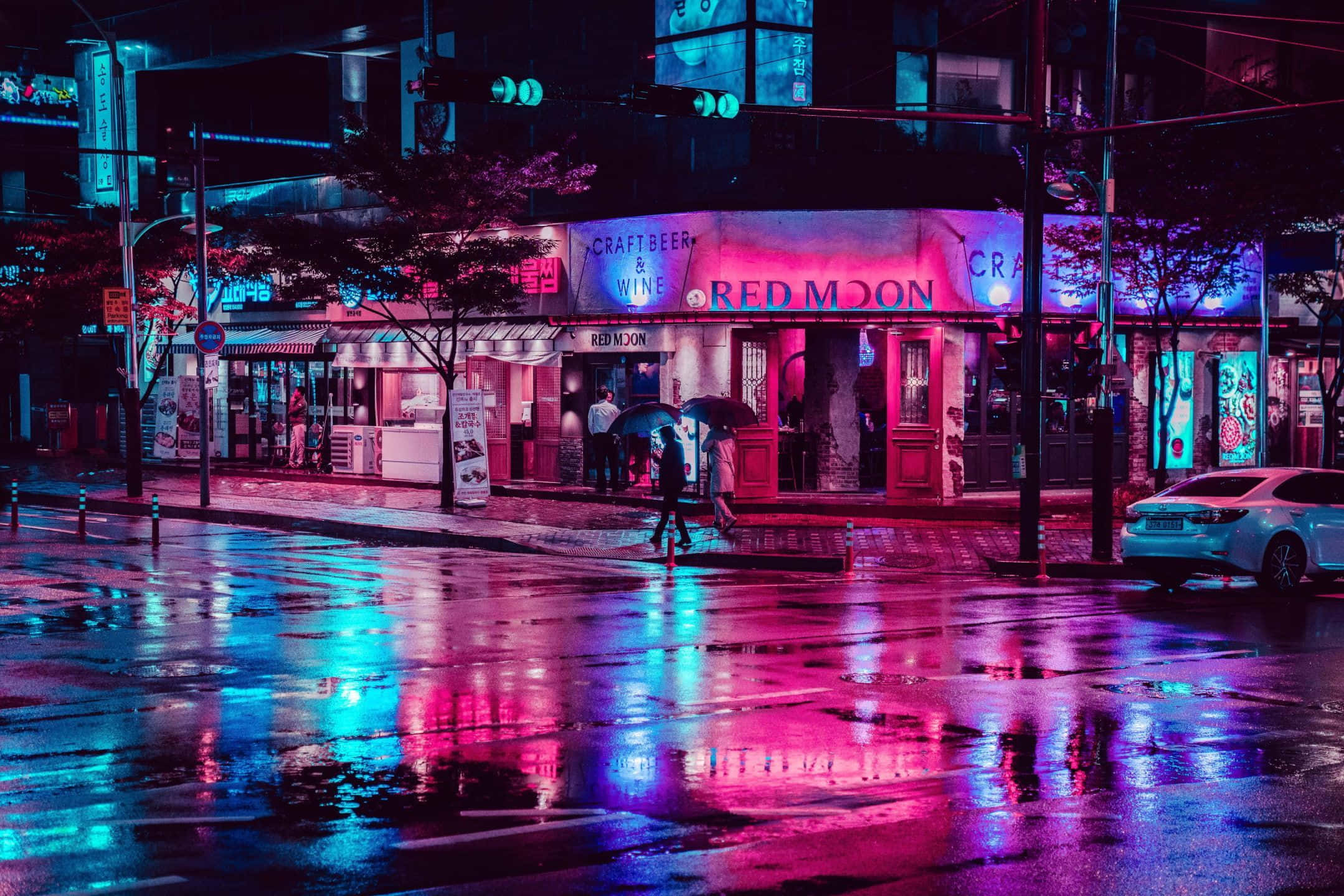 Fordyp deg i de levende synene av Neon City. Bakgrunner