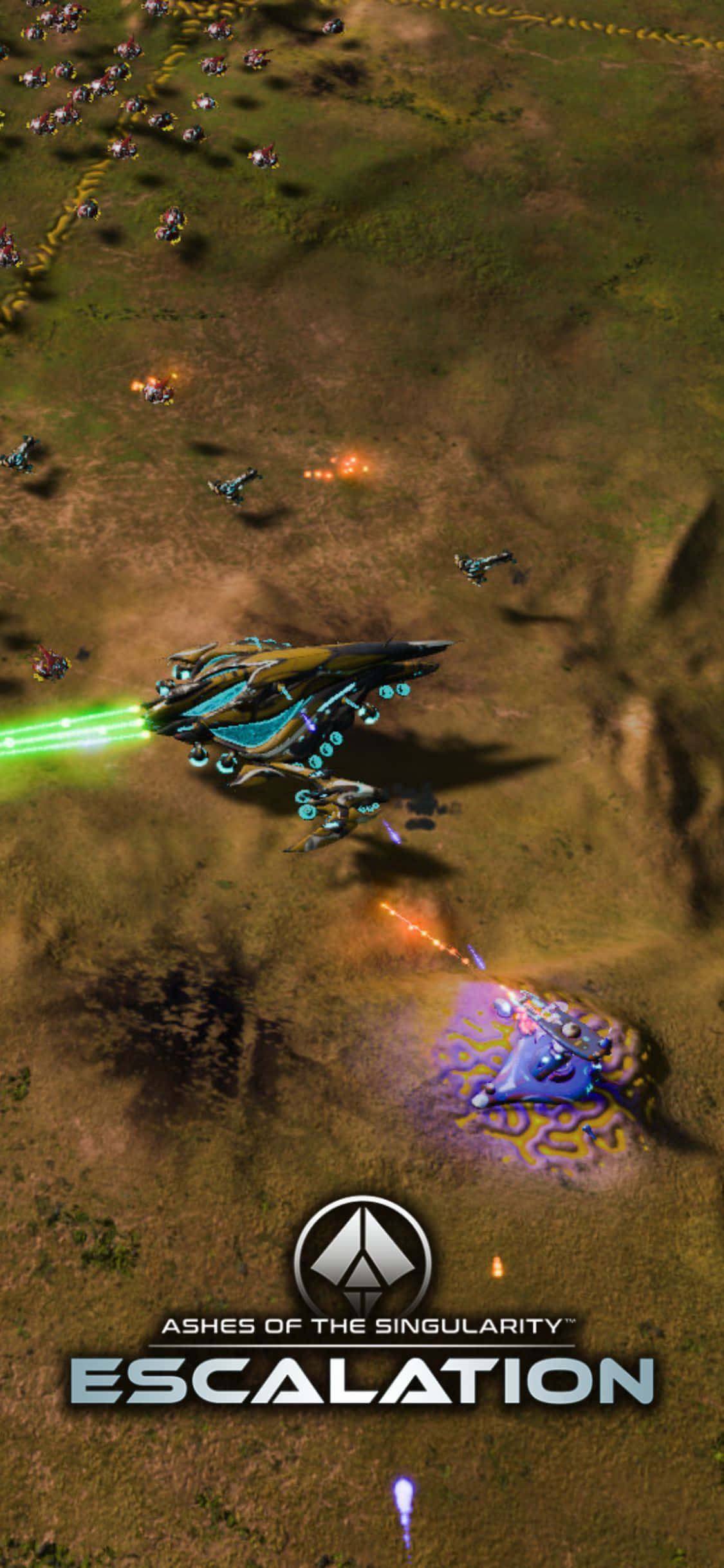 Fordyp deg i det intense sci-fi-strategispillet Ashes Of The Singularity Escalation på iPhone X Bakgrunner