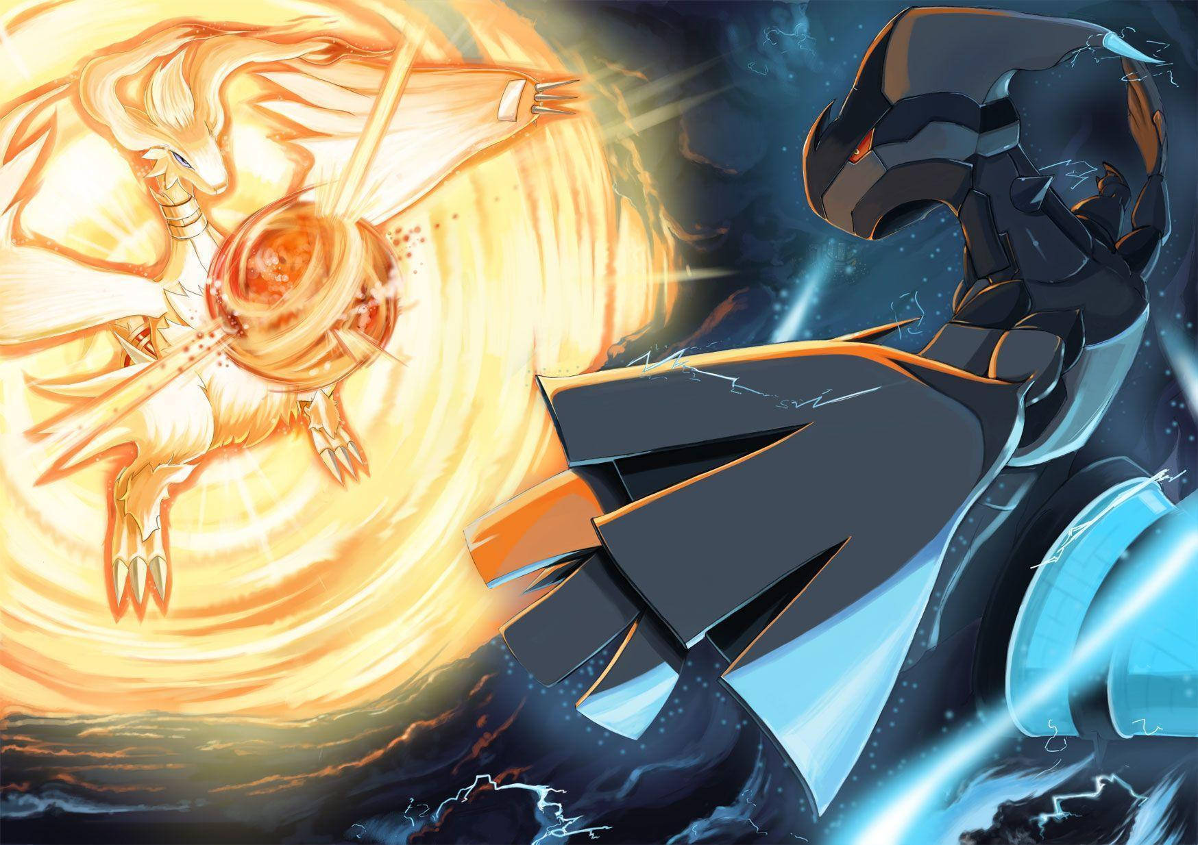 Forsvarer Zekrom Skinnende Reshiram Bakgrunner