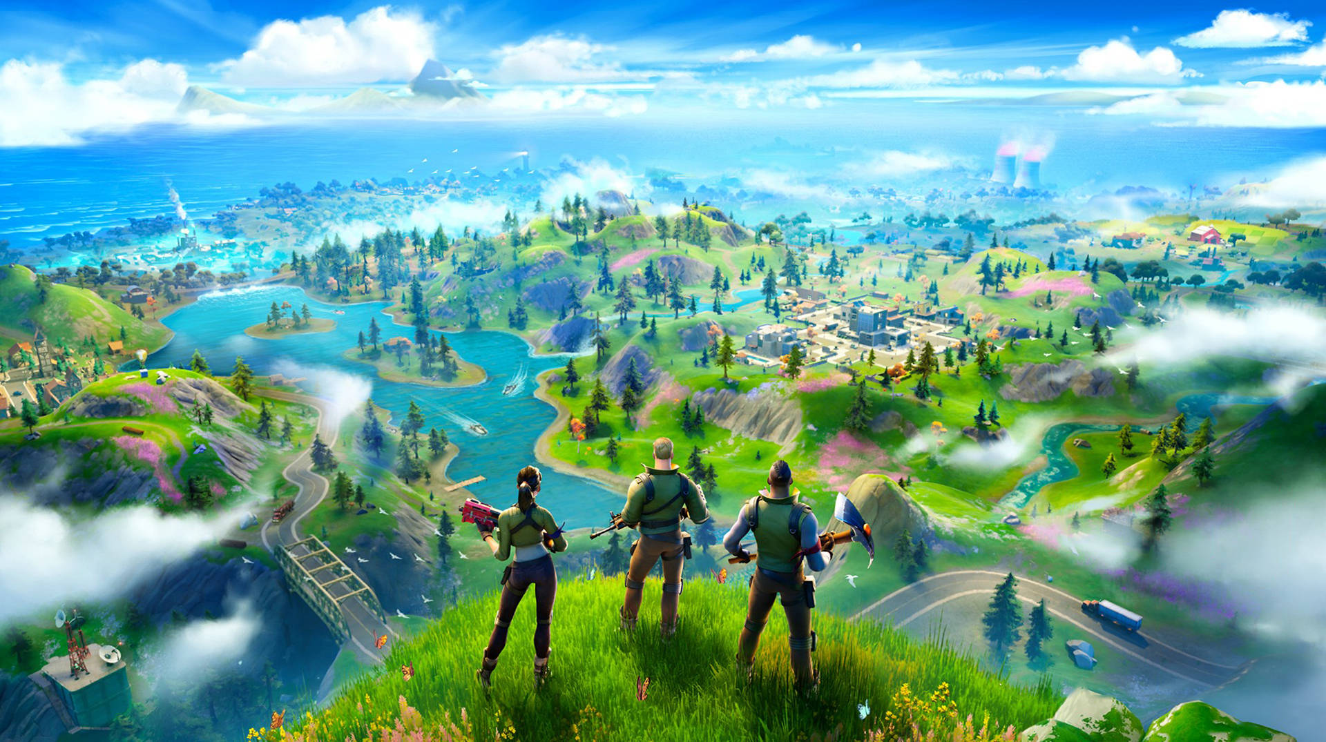 Fortnite Battle Royale skrivebordsbakgrunn med spillkart Bakgrunner