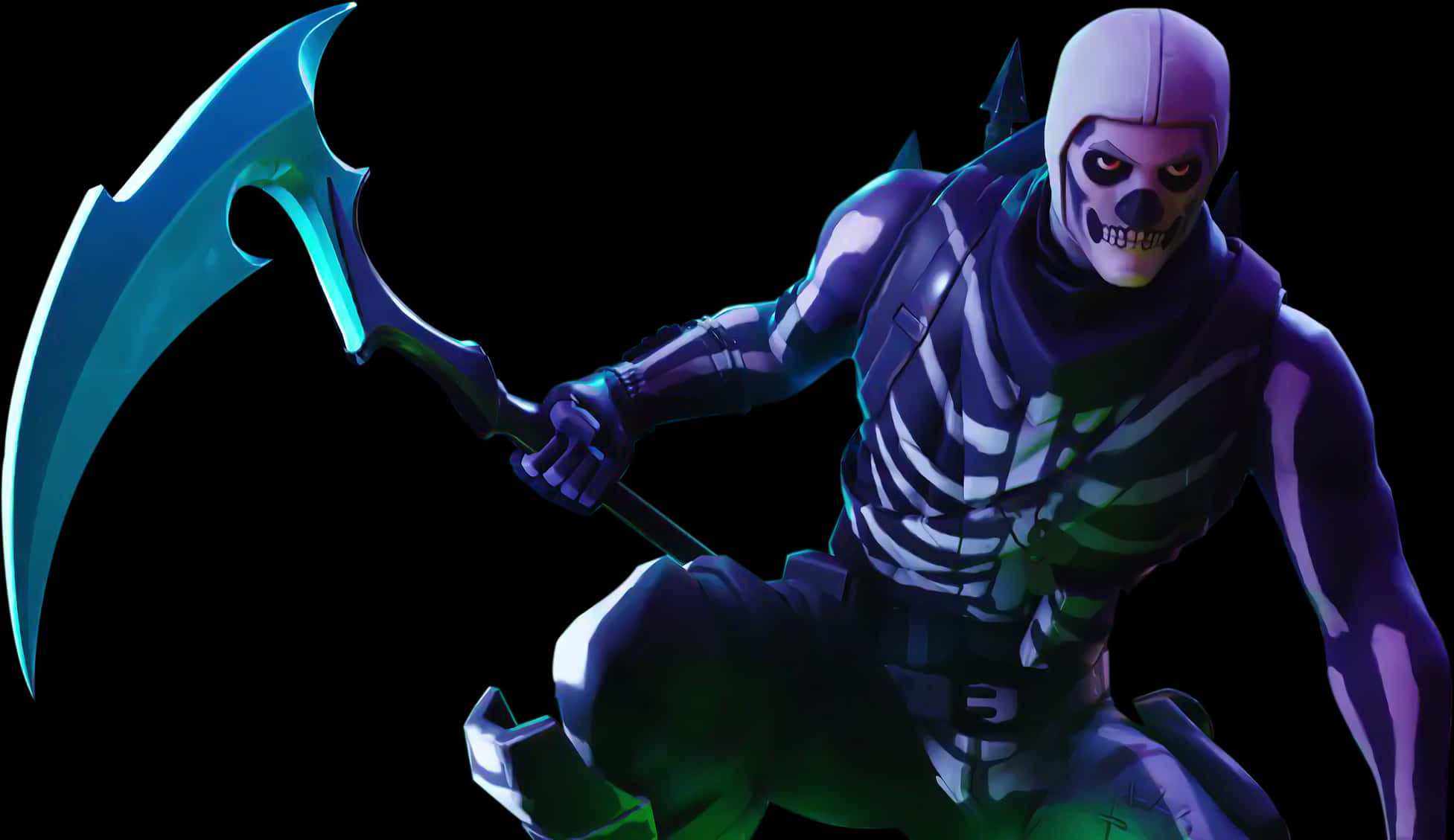 Fortnite Skull Trooper-drakt med ljå Bakgrunner