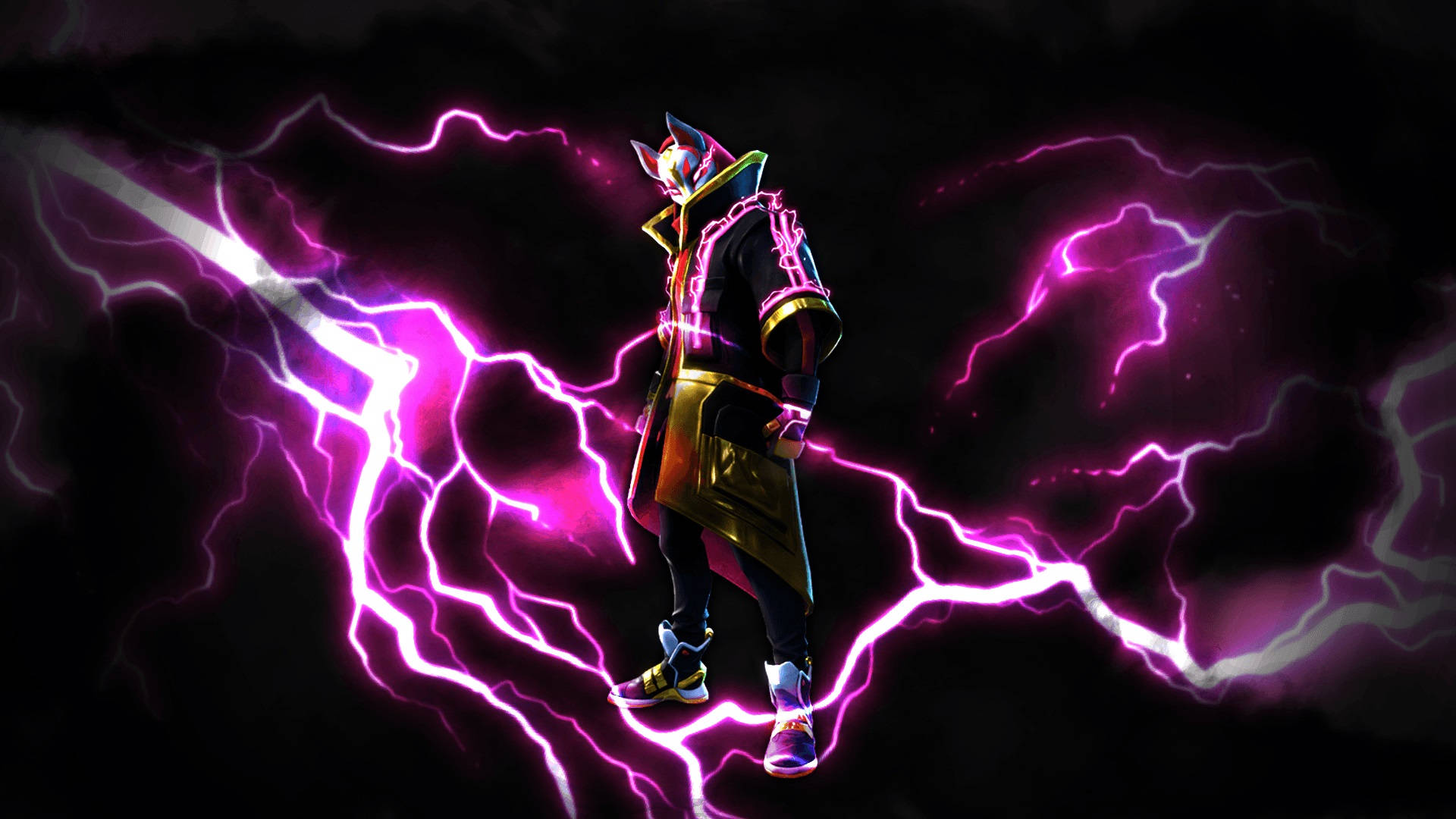 Fortnites Drift Skin med slående rosa lyn Bakgrunner