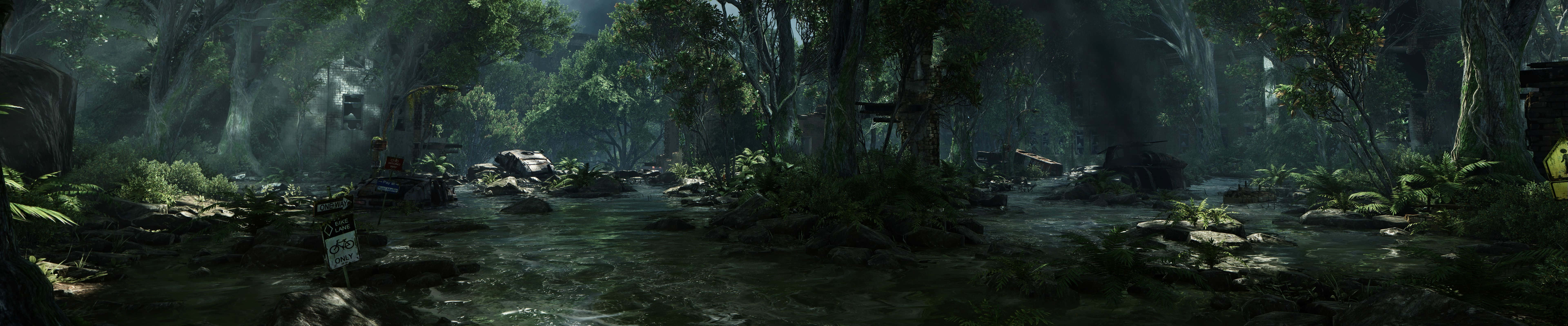 Fortryllende Crysis-skog Pixel 3 skjermbakgrunn Bakgrunner