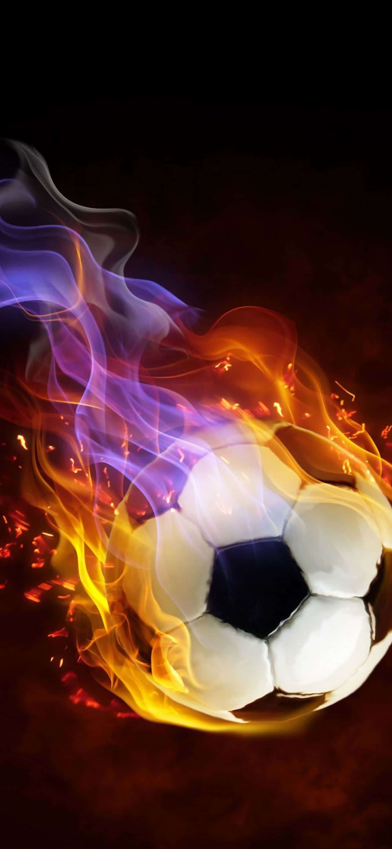 Fotballbakgrunn med lilla og oransje flammer Bakgrunner