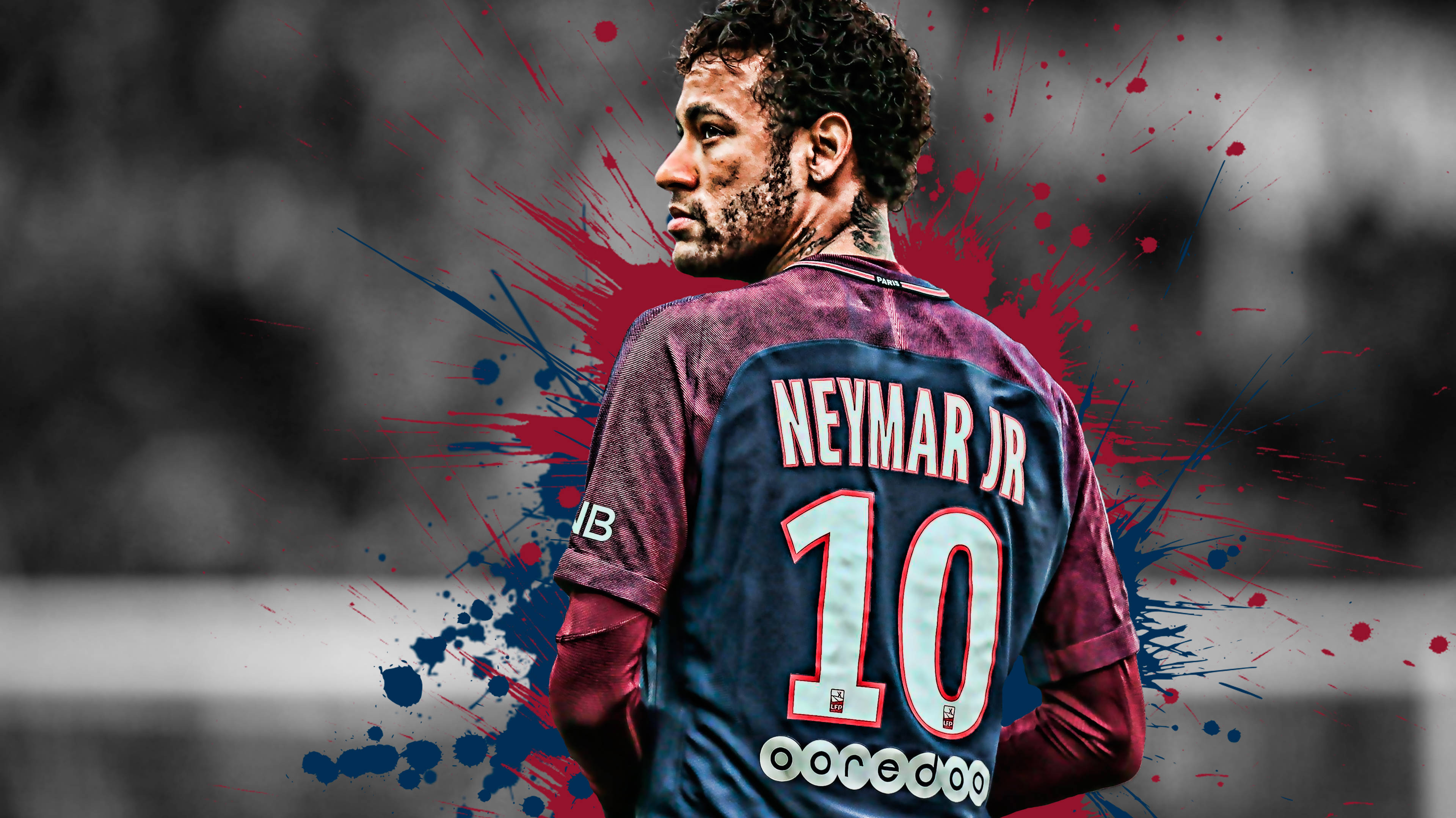 Fotballspillere Neymar bakfra Bakgrunner
