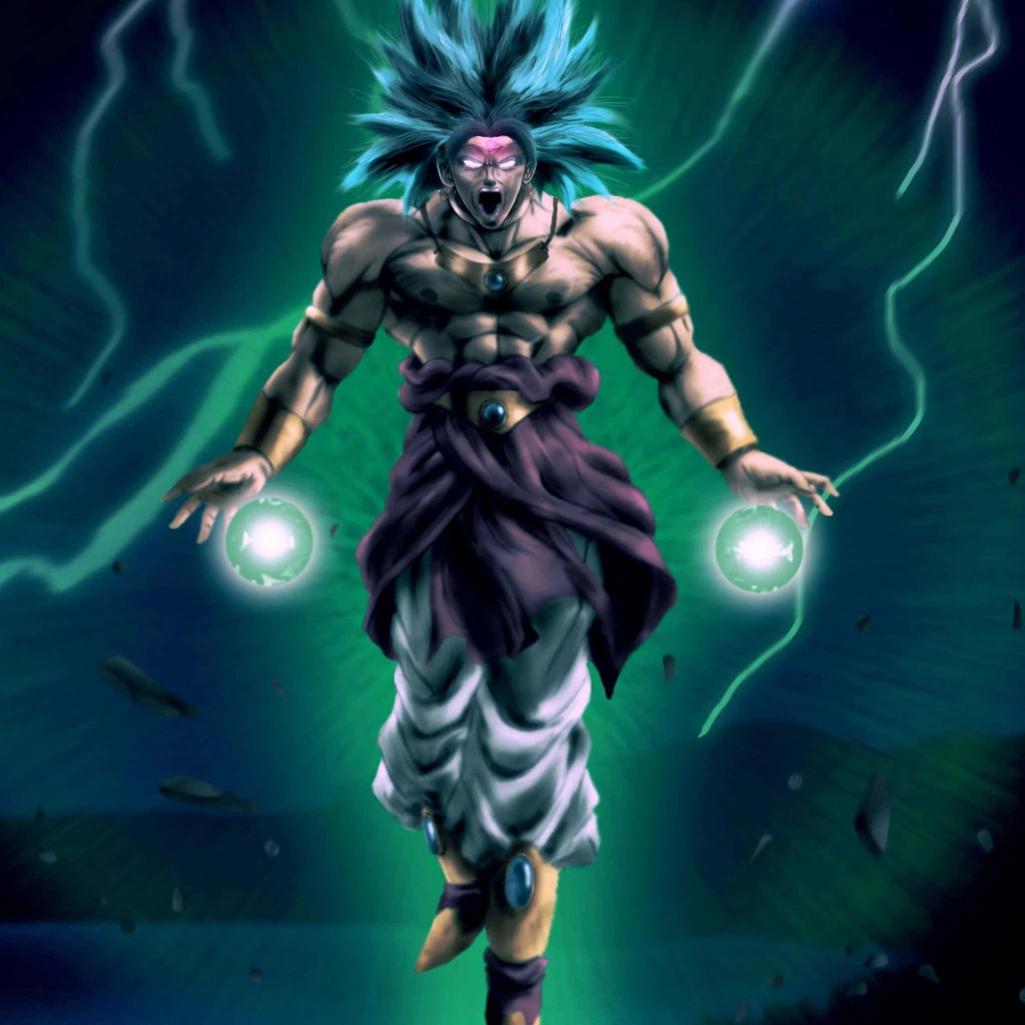 Fra den legendariske filmen Dragon Ball Super Broly, et glimt av Super Saiyan Blue Goku midt i kamp. Bakgrunner