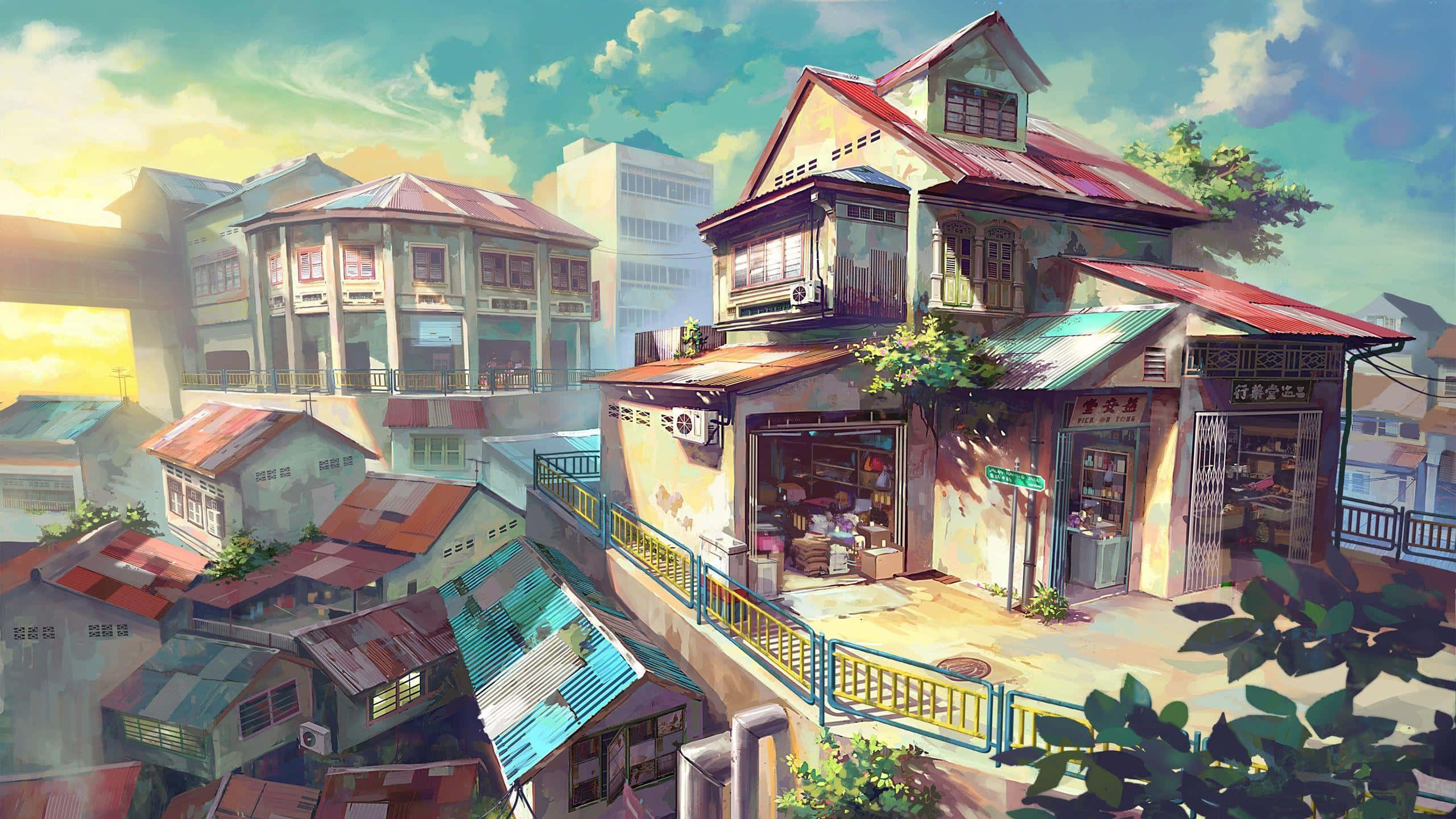 Fredfullt naturskue fra Anime Landscape Bakgrunner