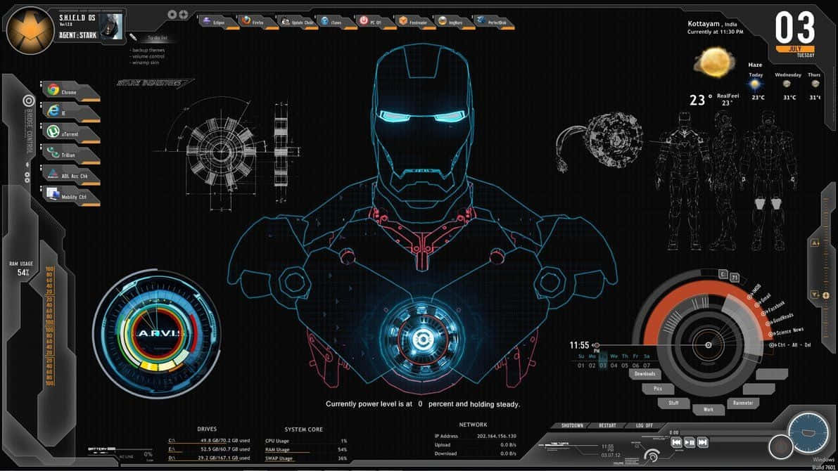 Iron Man Jarvis skrivebord
