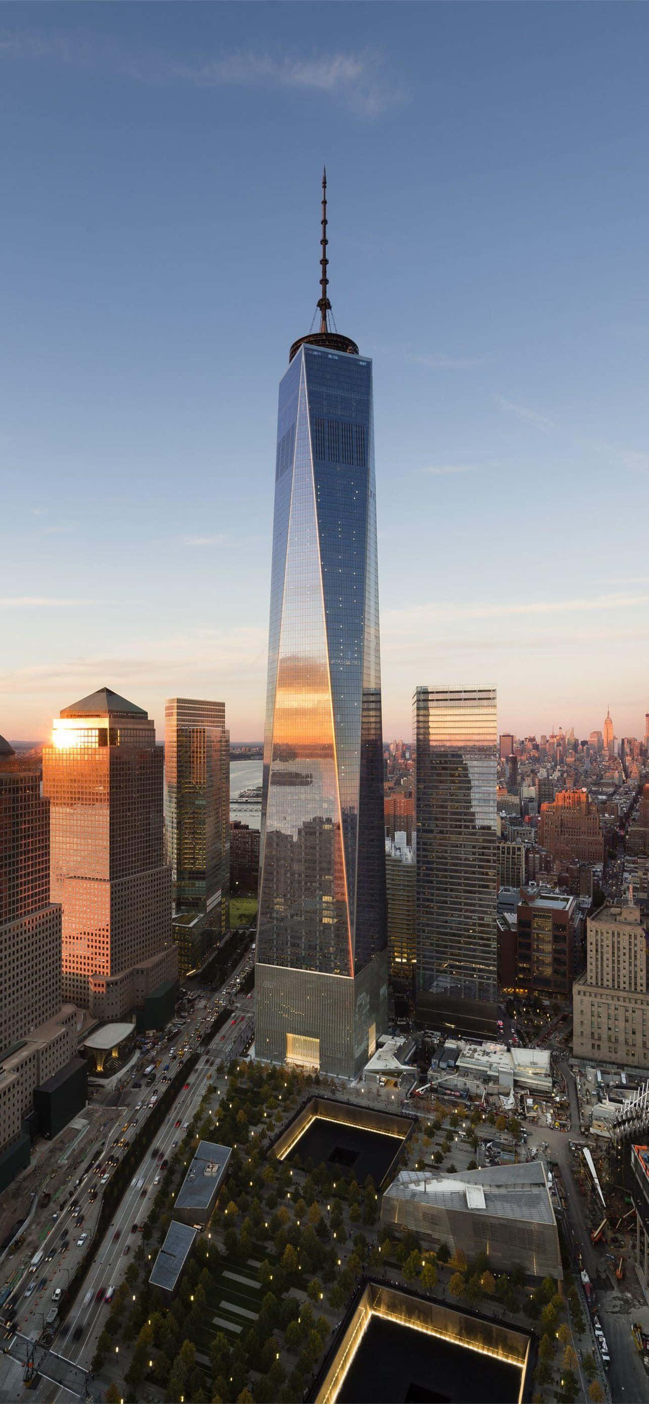 Solnedgang Freedom Tower Høyvinkelbilde Bakgrunner