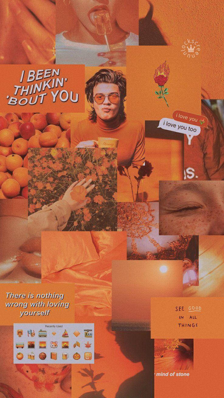 Frodig pastellorange estetisk collage Bakgrunner