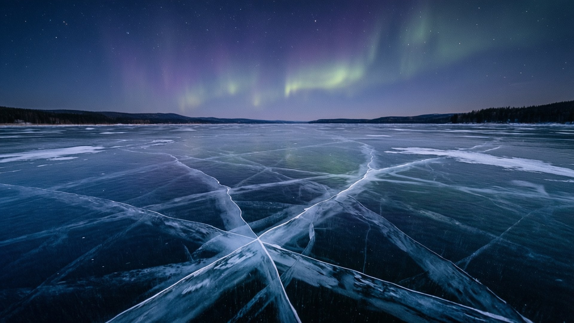 Frossen innsjø Aurora Bakgrunner