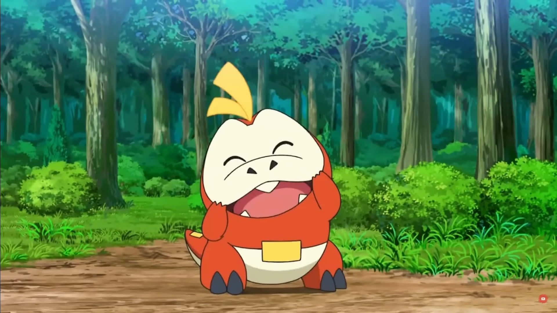 Fuecoco Pokemon med naturbakgrunn Bakgrunner
