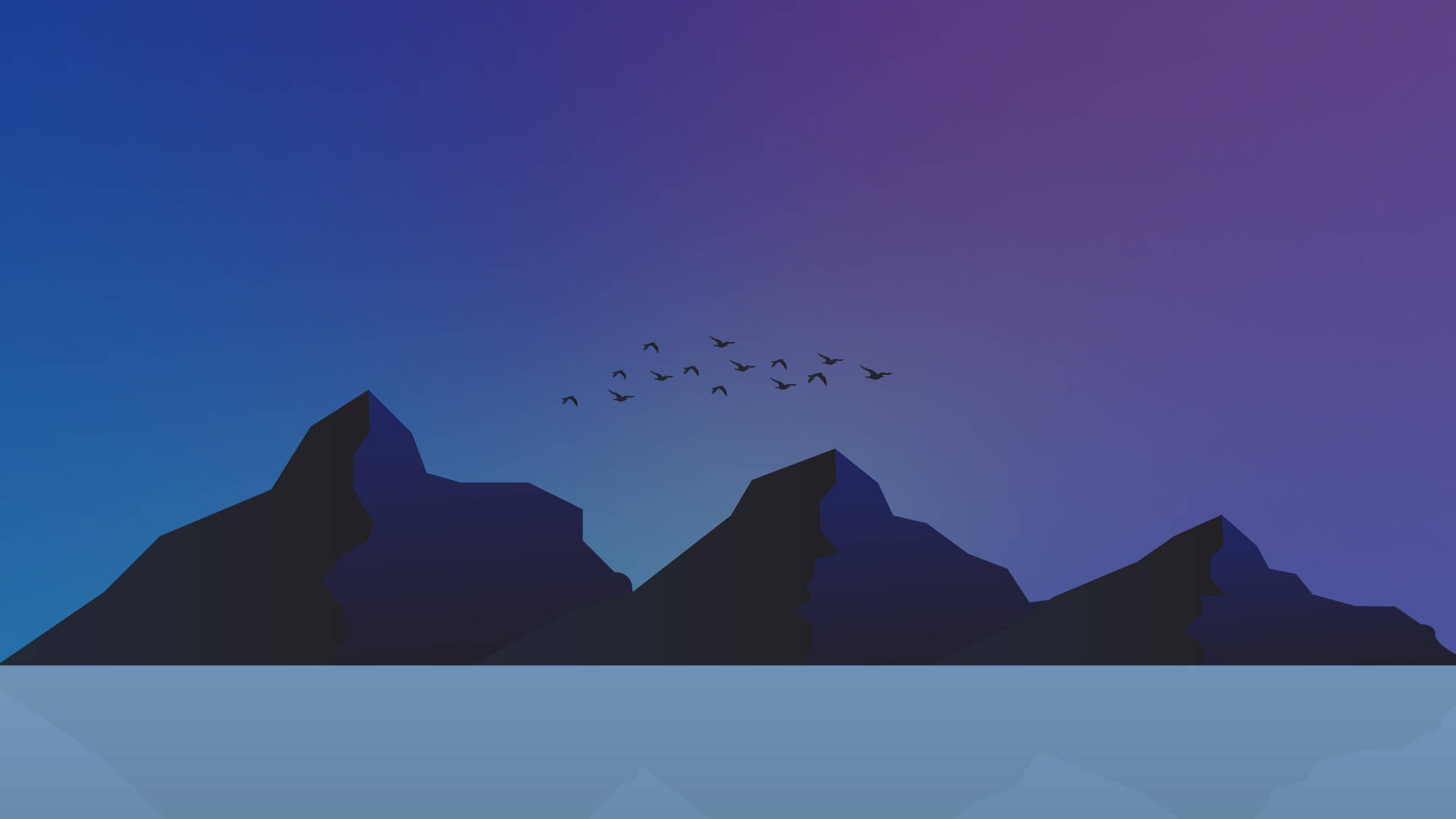 Fugler og fjell minimalistisk estetisk laptop Bakgrunner