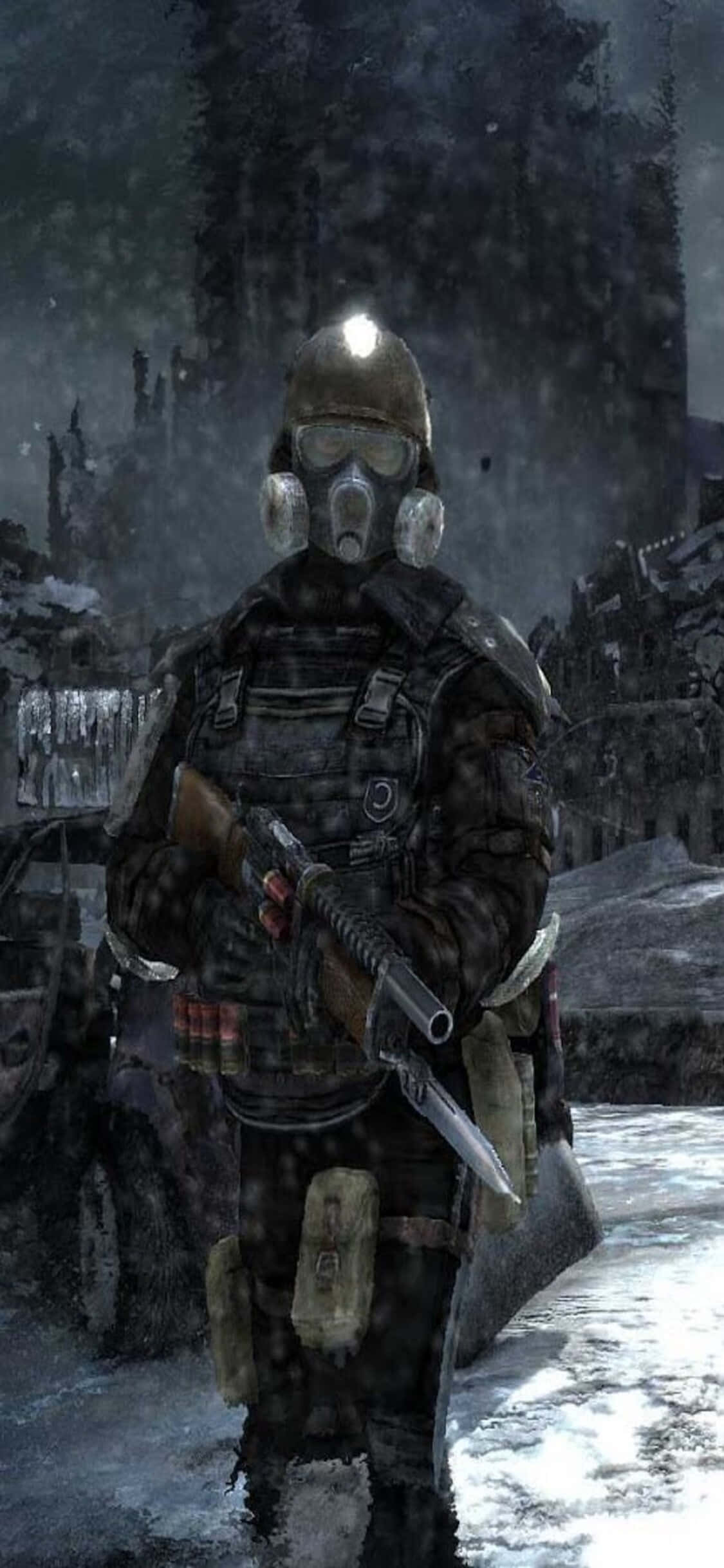 Full militæruniform søk iPhone X Metro Last Light bakgrunn Bakgrunner