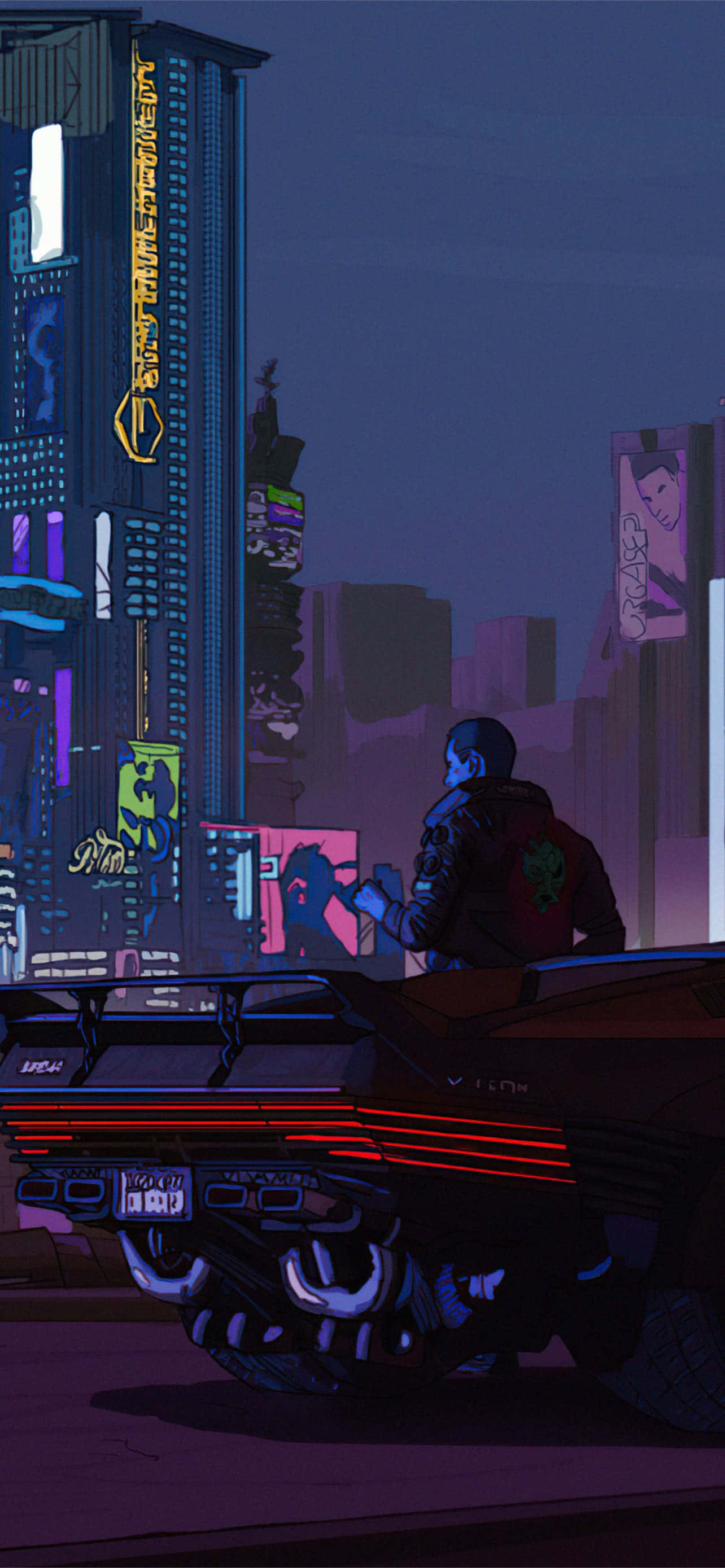 Futuristisk cyberpunk-bybilde i neonglød Bakgrunner