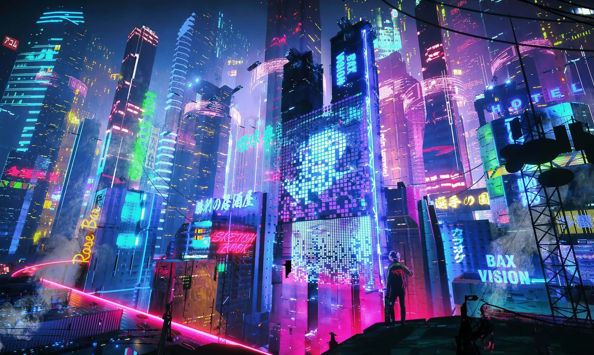 Gå inn i den drømmeaktige verdenen til Neon City Bakgrunner