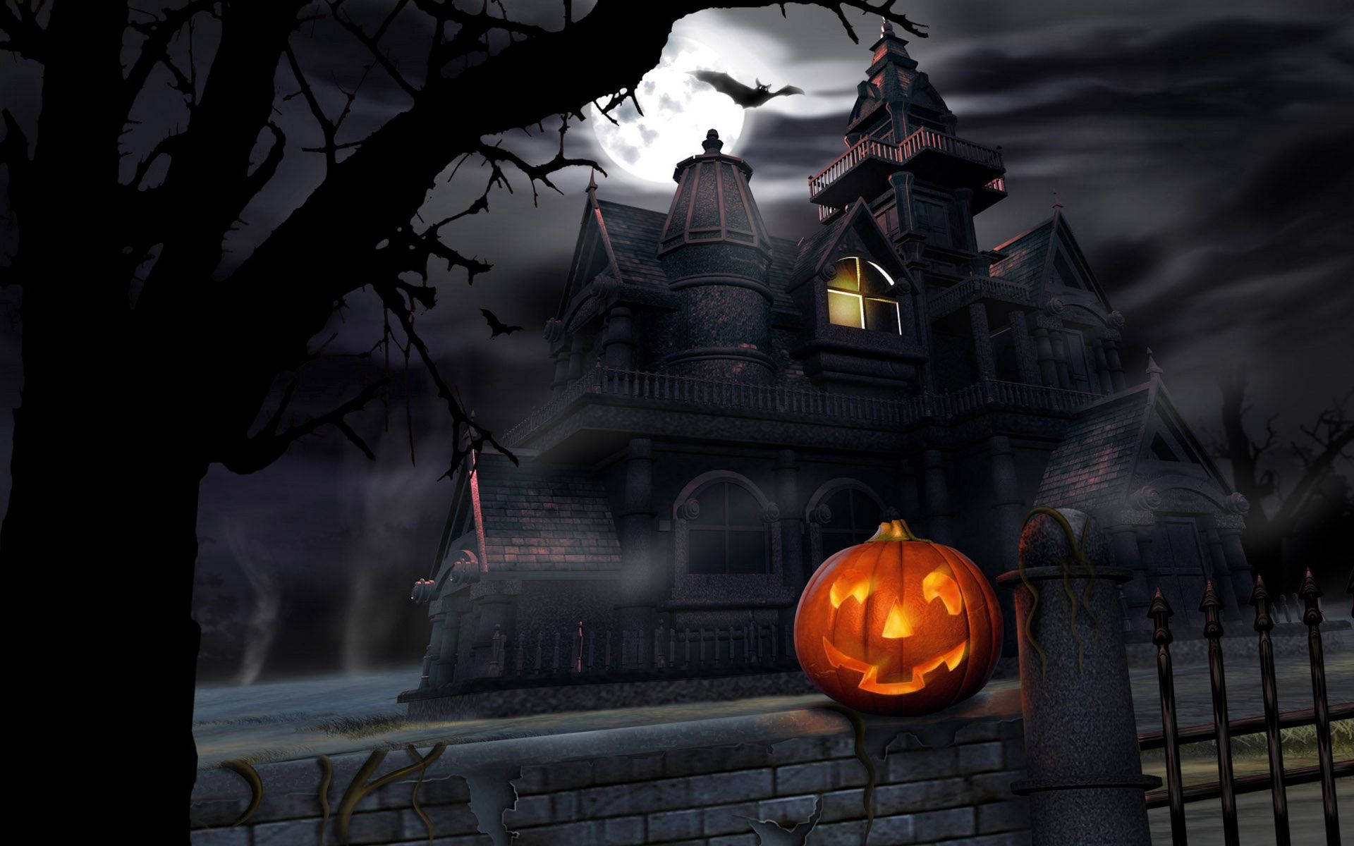Gå inn i et uhyggelig hjemsøkt hus denne halloween Bakgrunner
