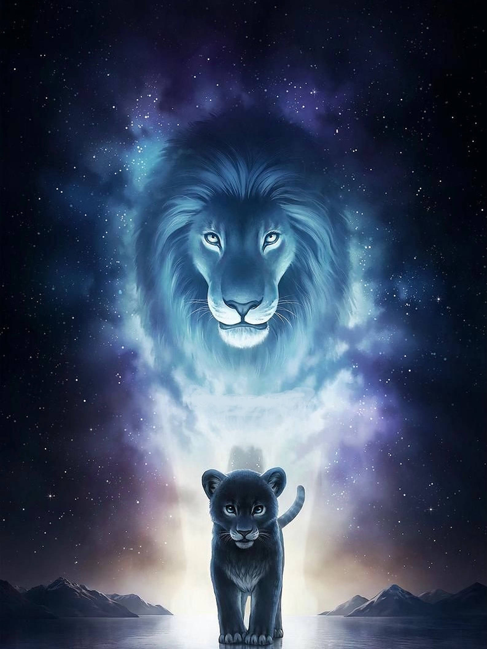 Galaxy Lion King Kunst Bakgrunner