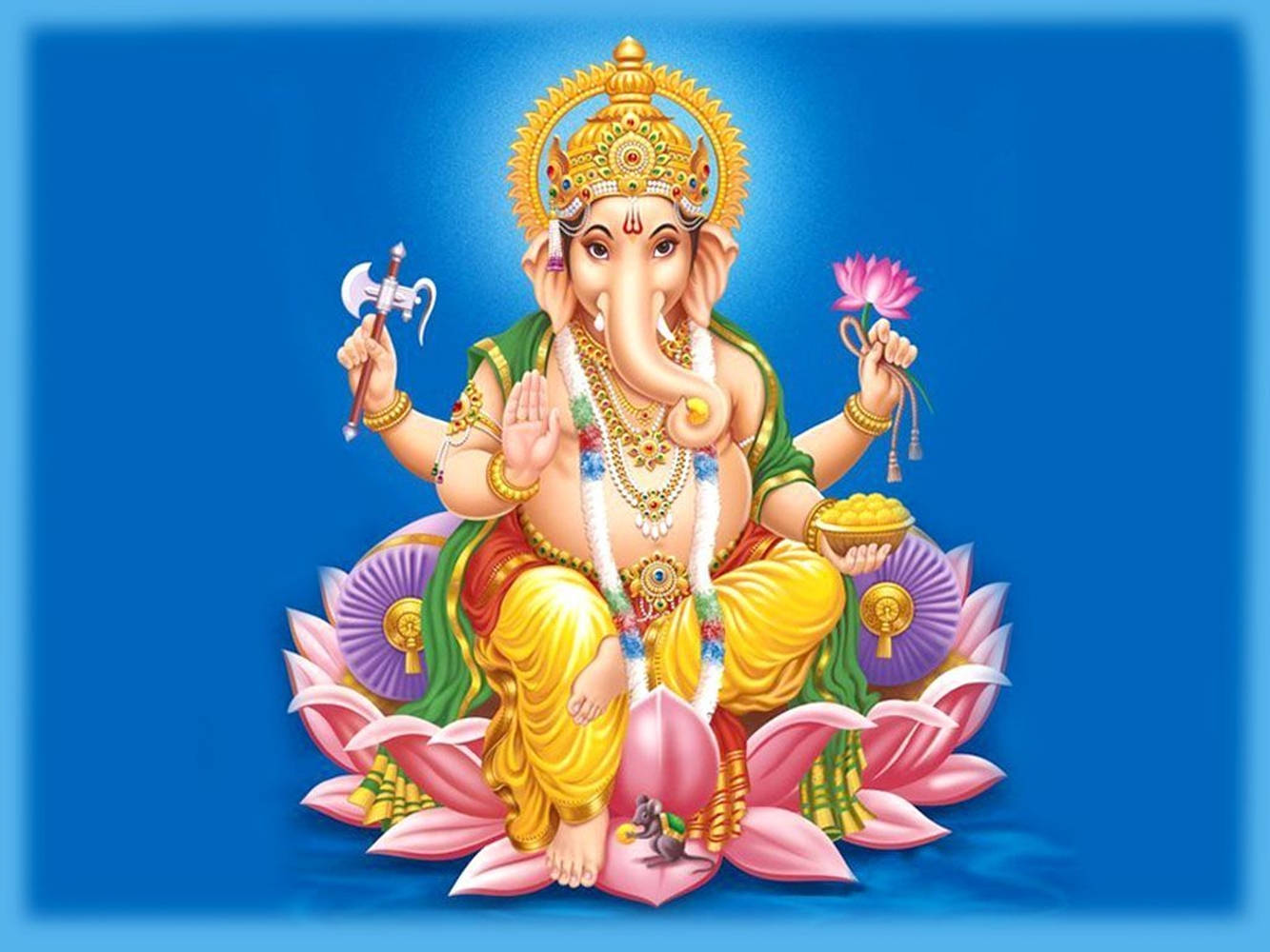 Ganesh skrivebordsbakgrunn med rosa lotustrone Bakgrunner
