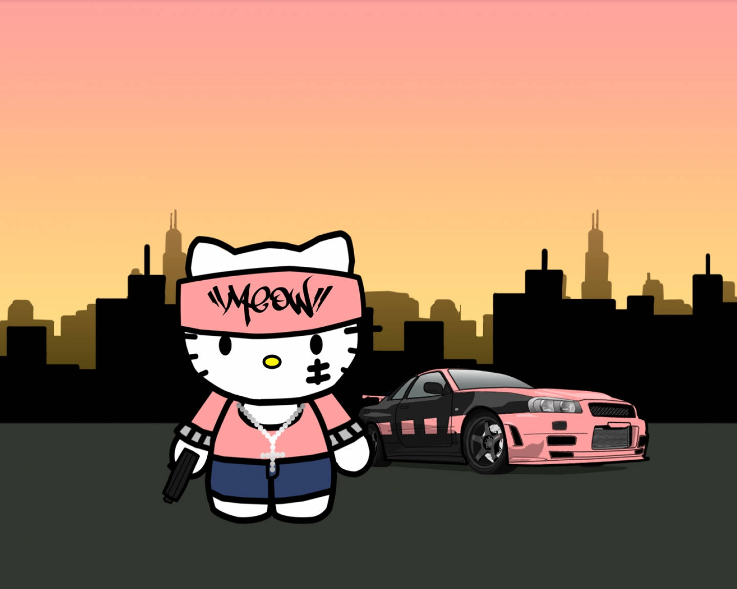 Gangster Hello Kitty Estetikk Bakgrunner
