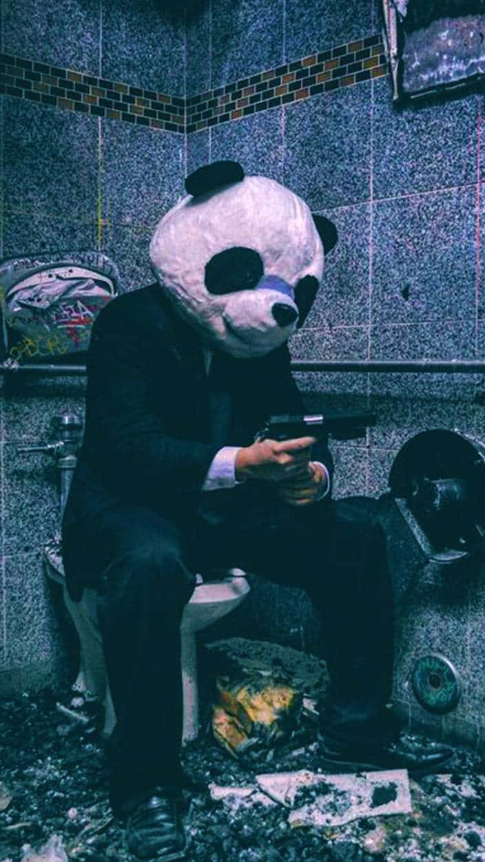 Gangstere med våpen iført panda-drakt Bakgrunner