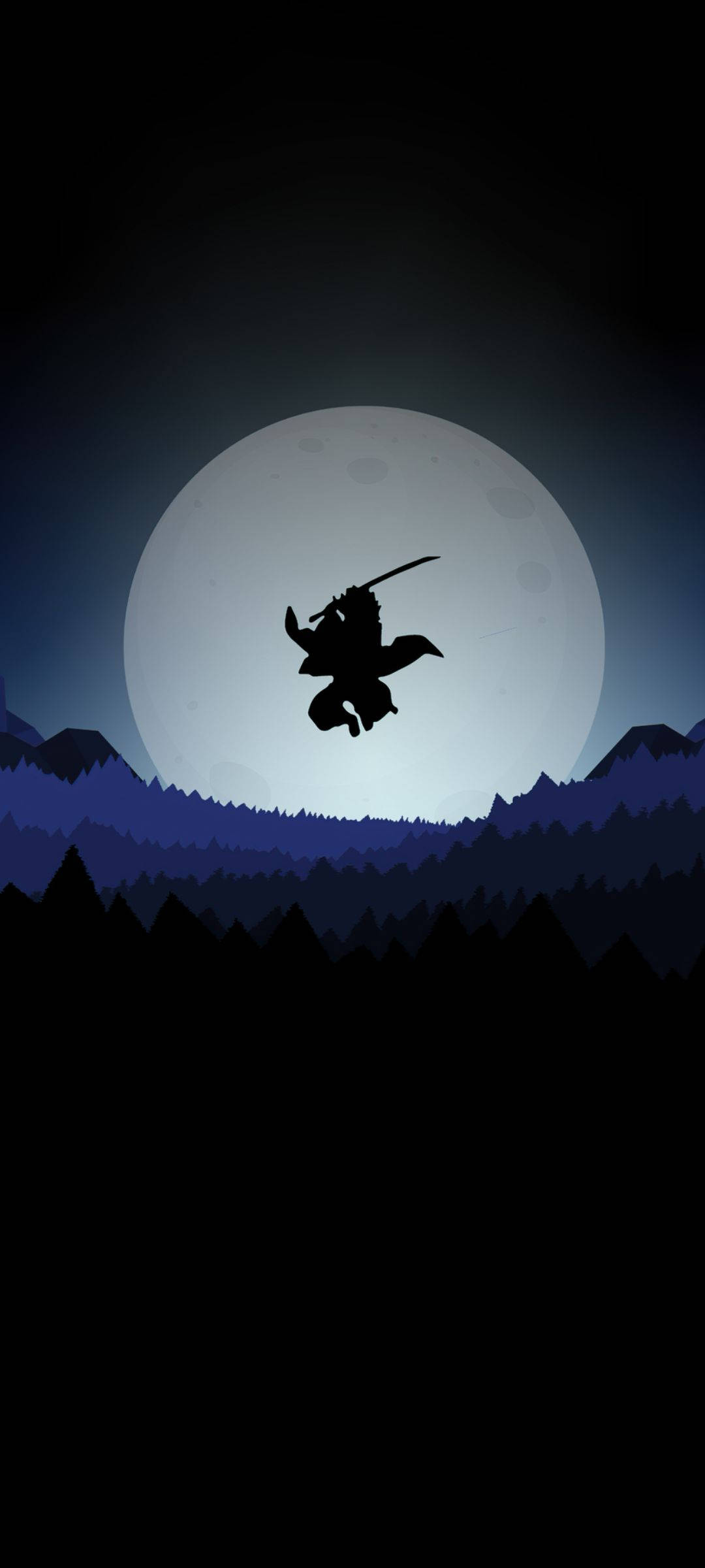 Gåtefull Ninja Under Måneskinnet - Kult Anime-telefonbakgrunn Bakgrunner