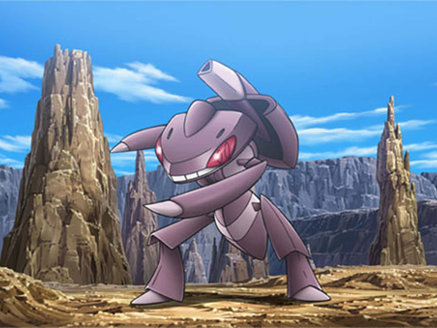 Genesect Pokemon på robust landskap Bakgrunner