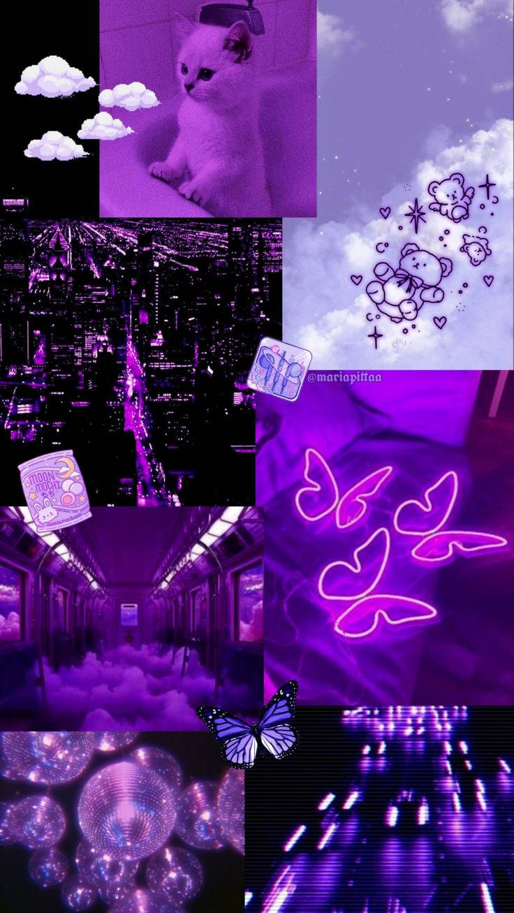 Girly lilla og svart estetisk collage Bakgrunner
