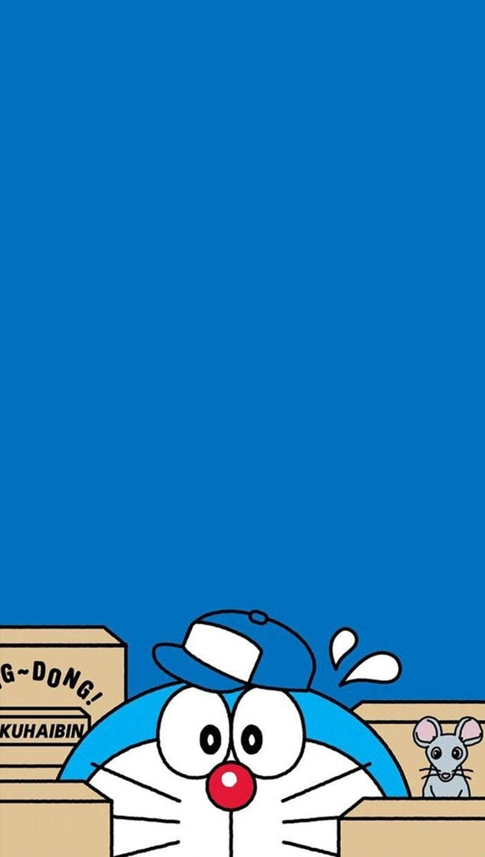 Gjemmende Doraemon iPhone Grafisk Kunst Bakgrunner