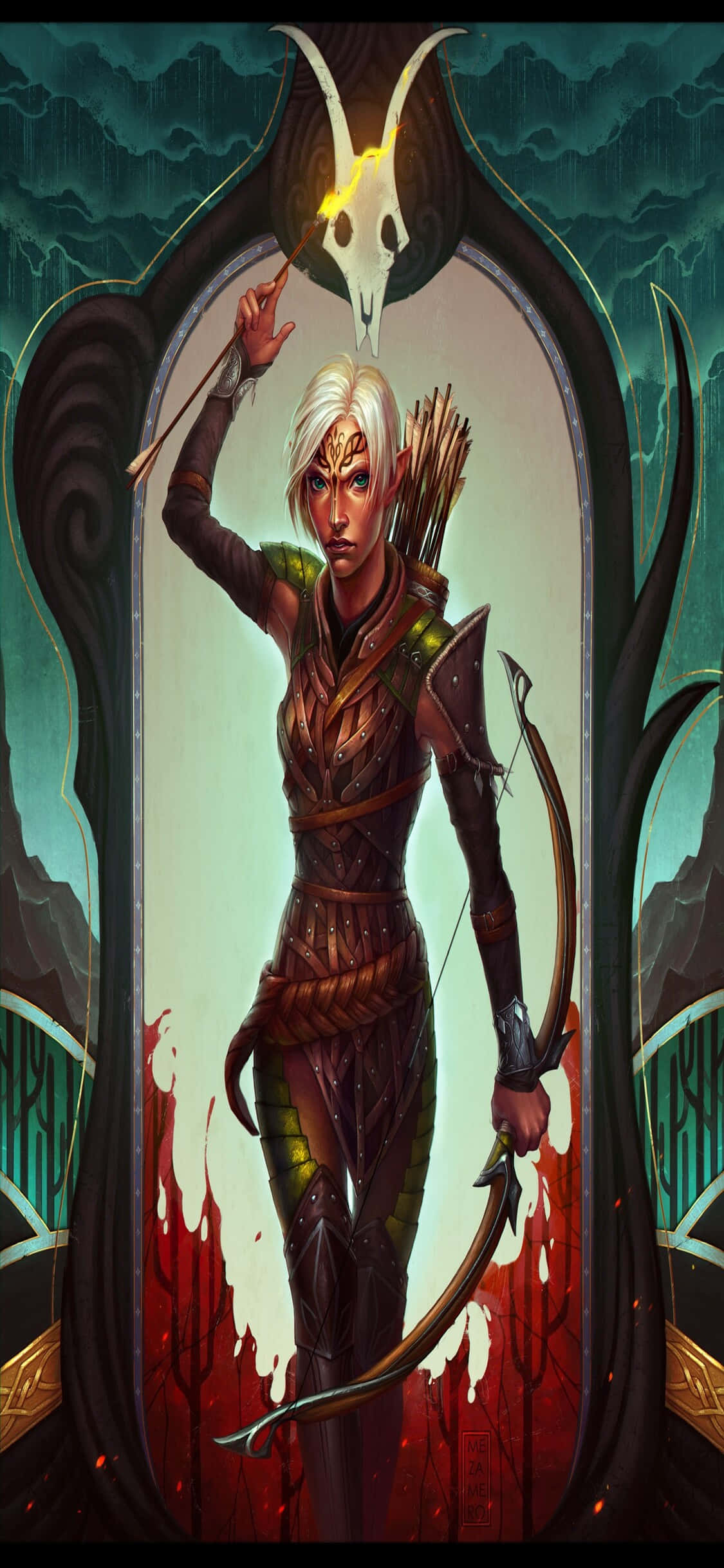 Gjør deg klar for et episk eventyr med iPhone Xs og Dragon Age Inquisition Bakgrunner