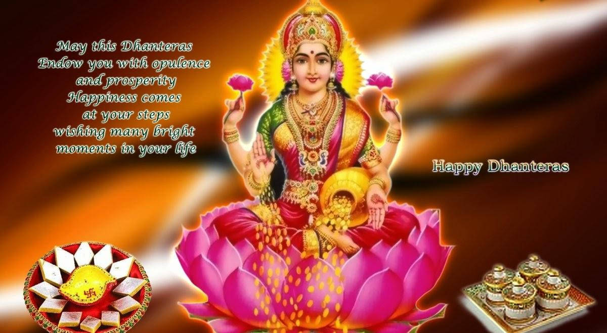 Glad Dhanteras Hilsen Lakshmi Bakgrunner