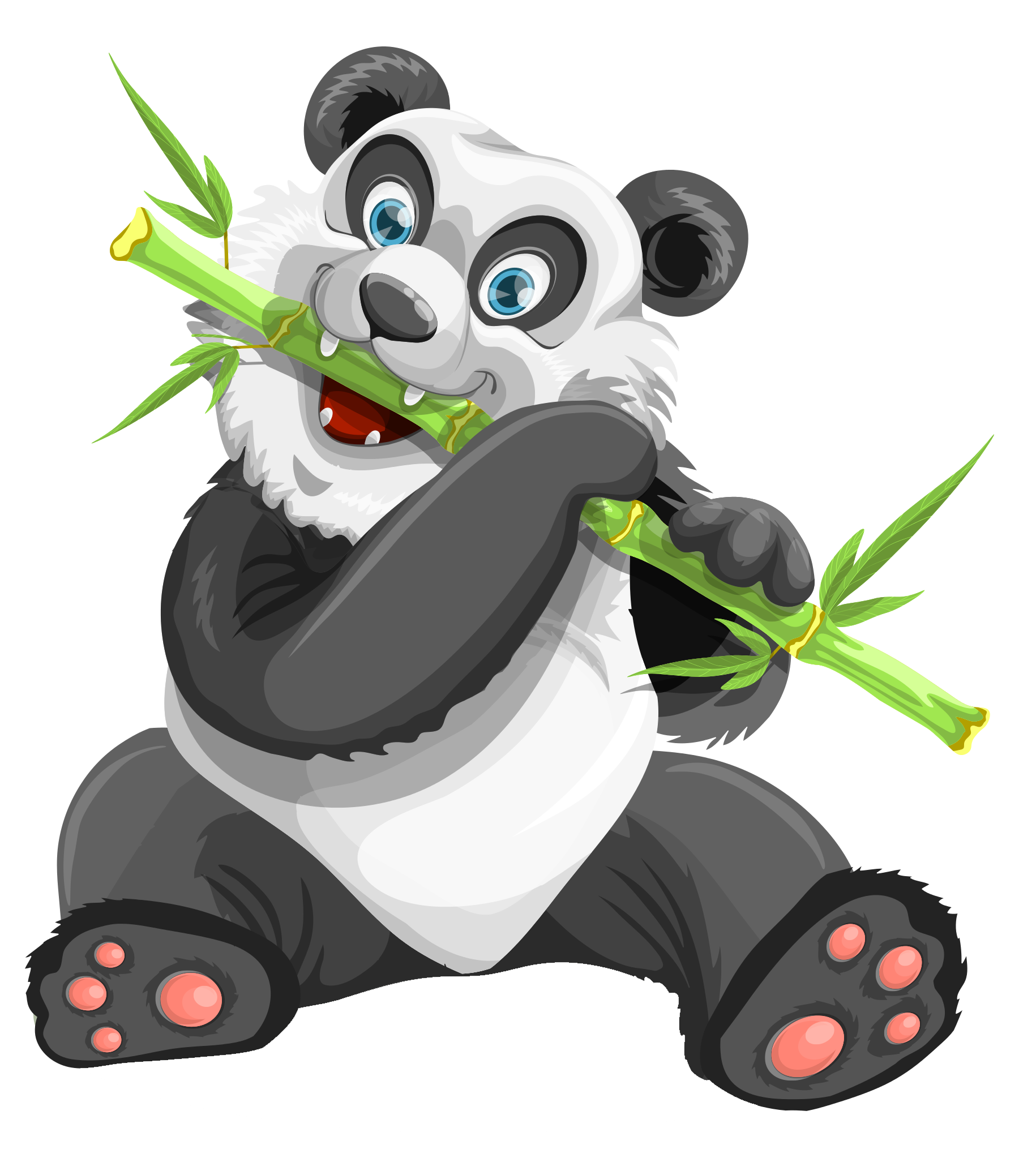 Glad panda som spiser bambus Bakgrunner