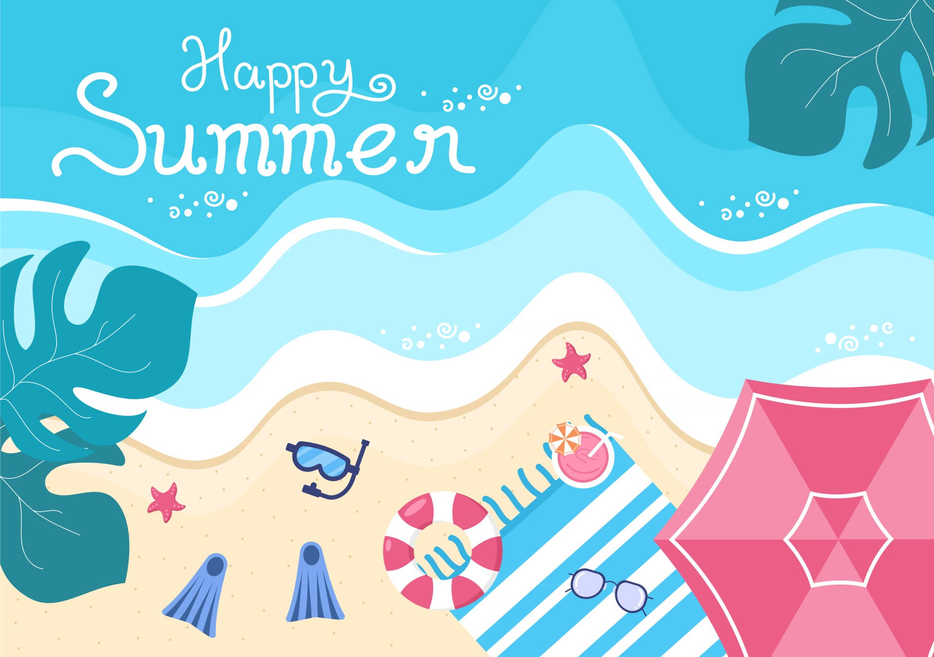 Glad sommer skrivebordskunst Bakgrunner