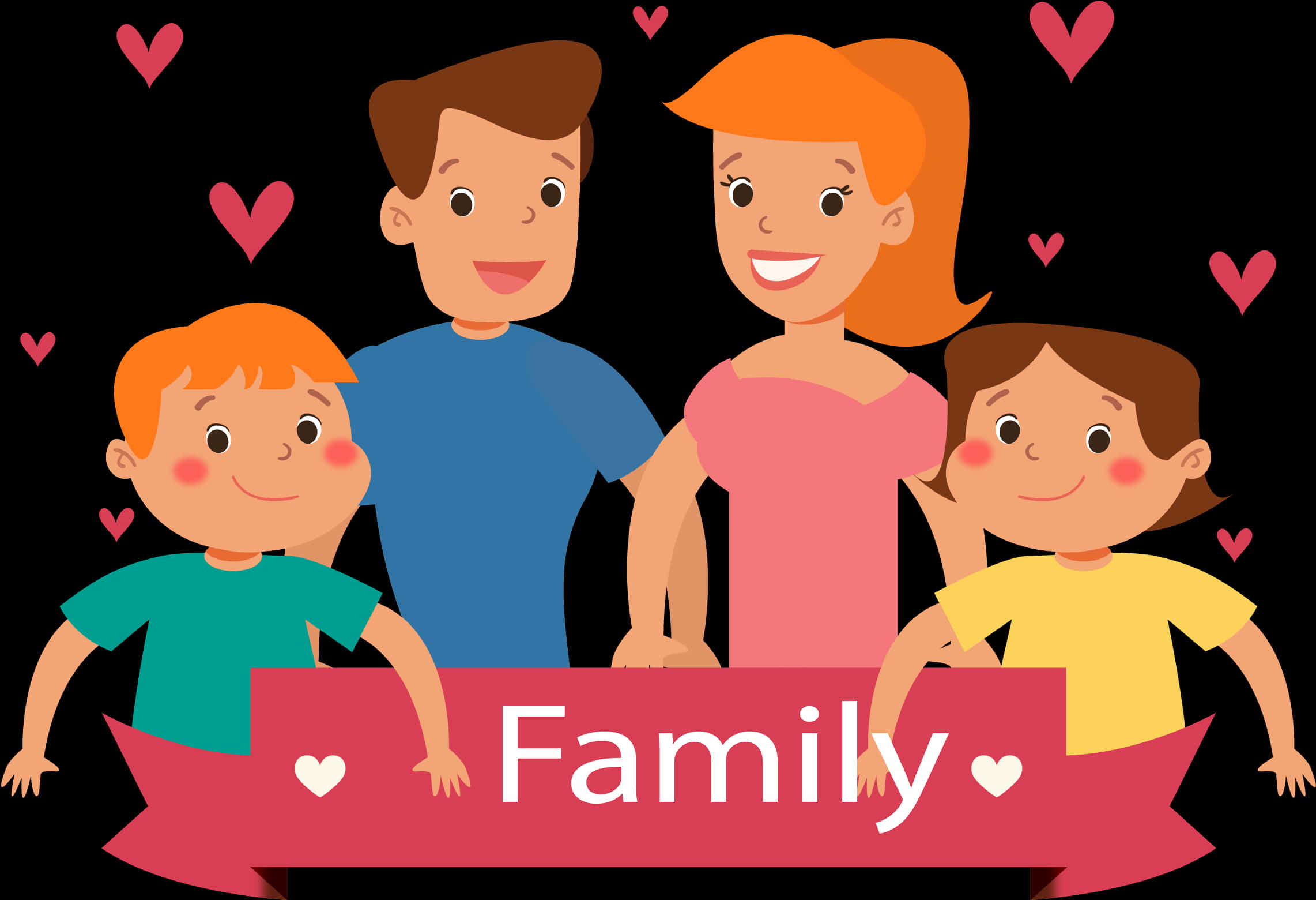 Glad Tegneseriefamilie Kjærlighet Banner Bakgrunner