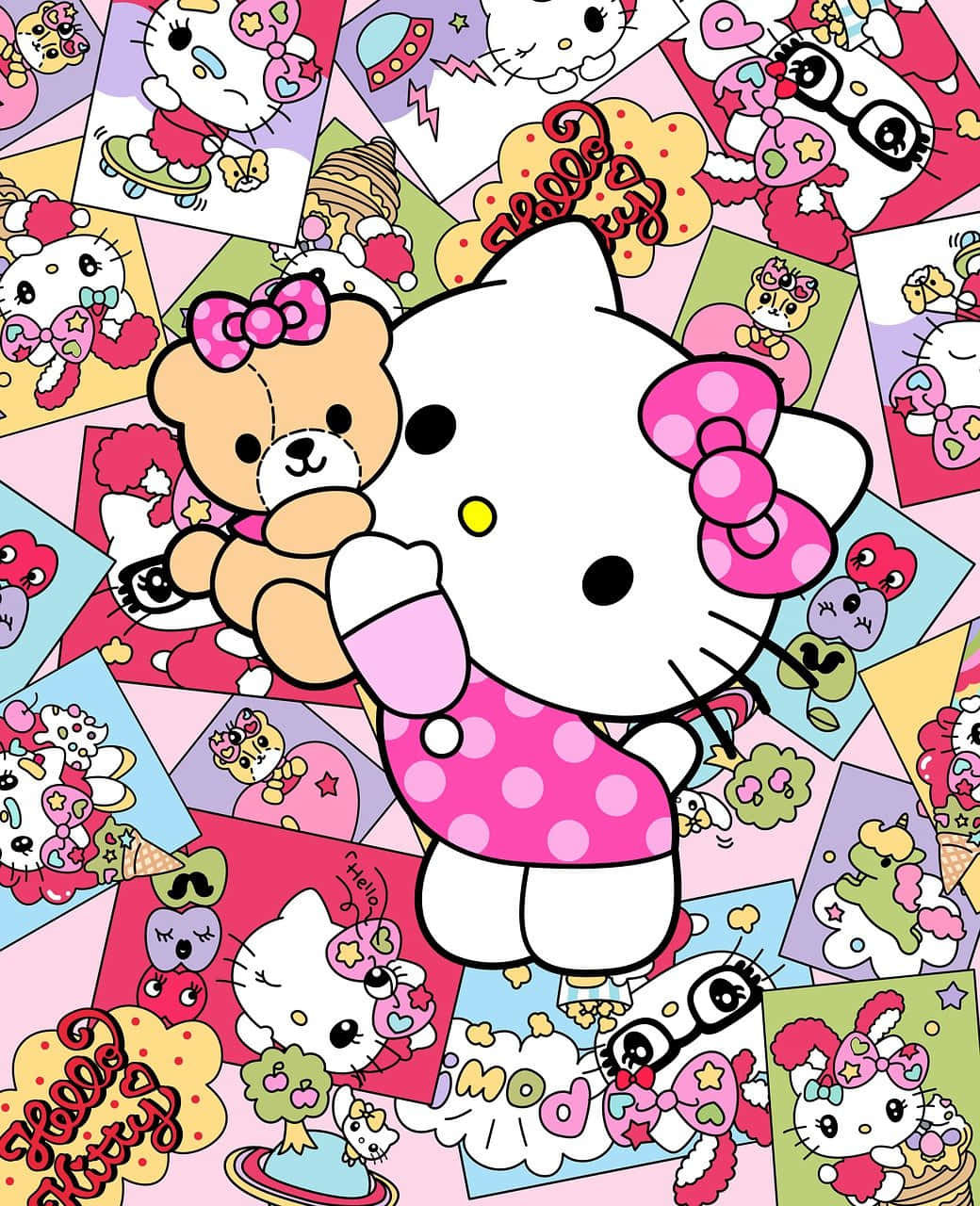 Glade Sanrio-figurer feirer glede Bakgrunner