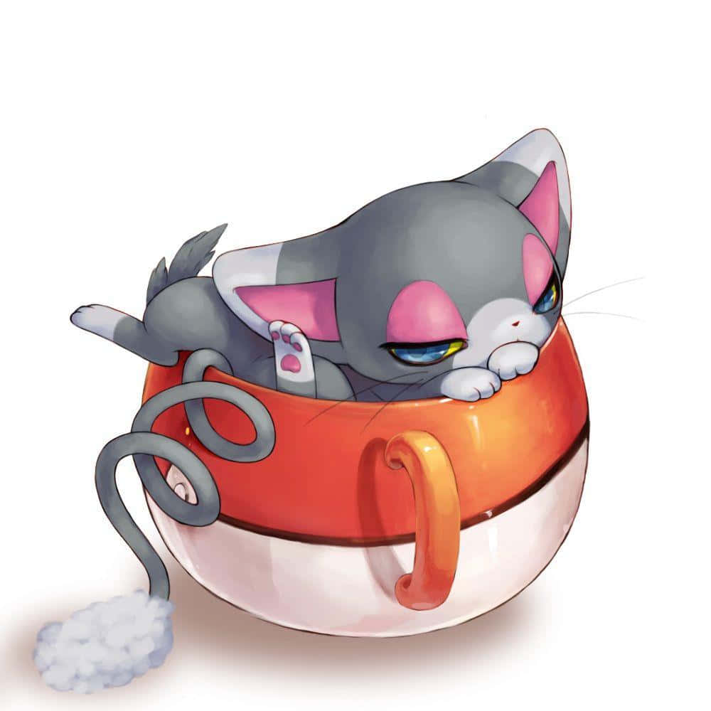 Glameow som sover i kopp Bakgrunner