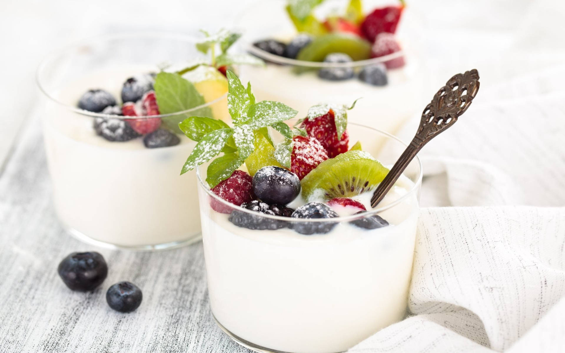 Glass Melk Med Bær Bakgrunner