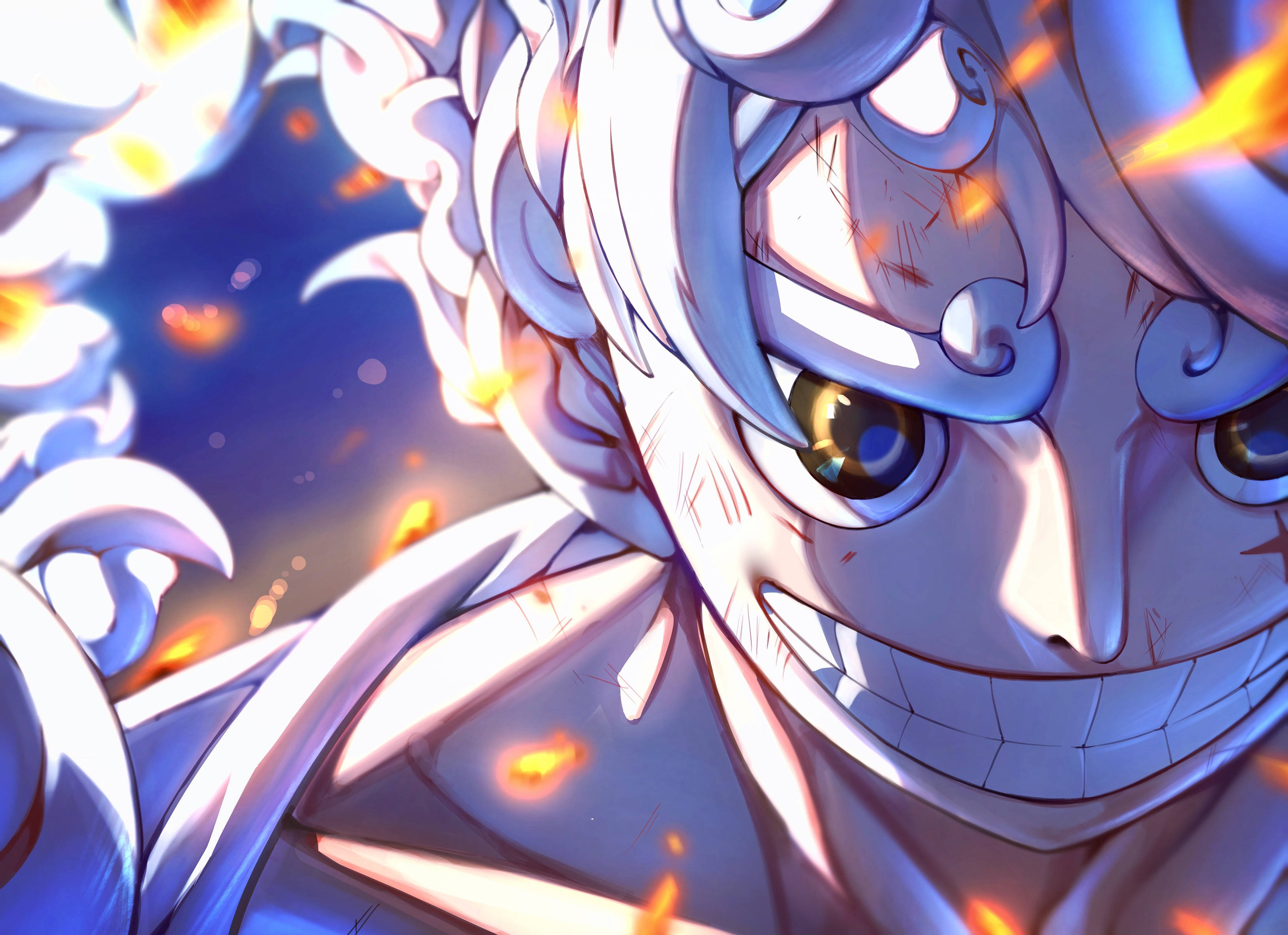 Glødende gnister med Joy Boy Luffy Bakgrunner