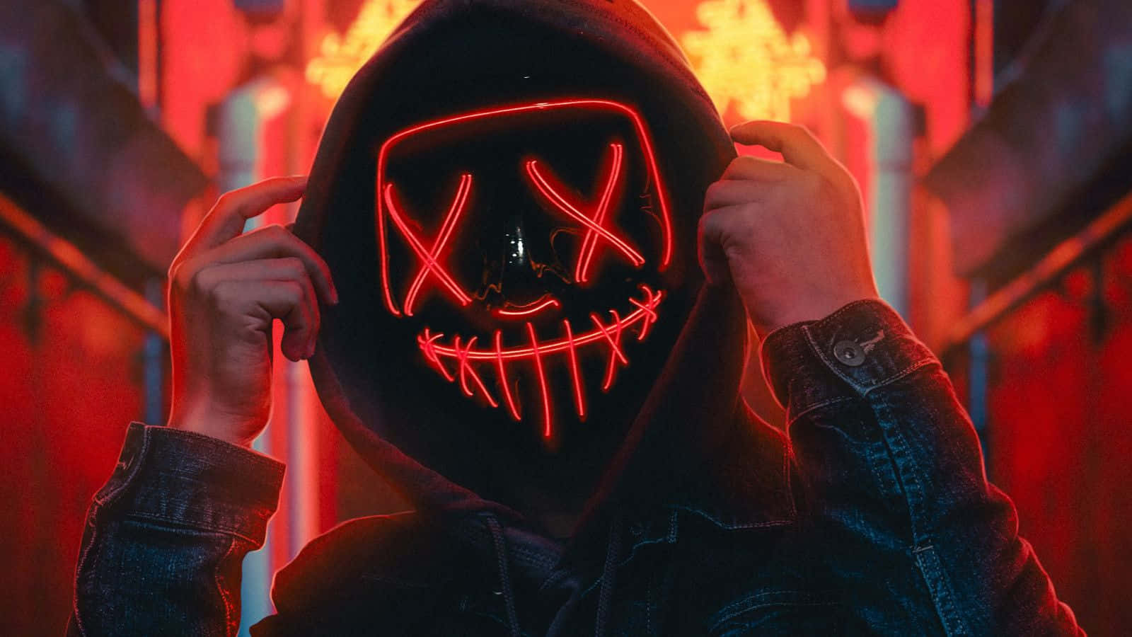 Glødende neonlys rød bakgrunn Bakgrunner