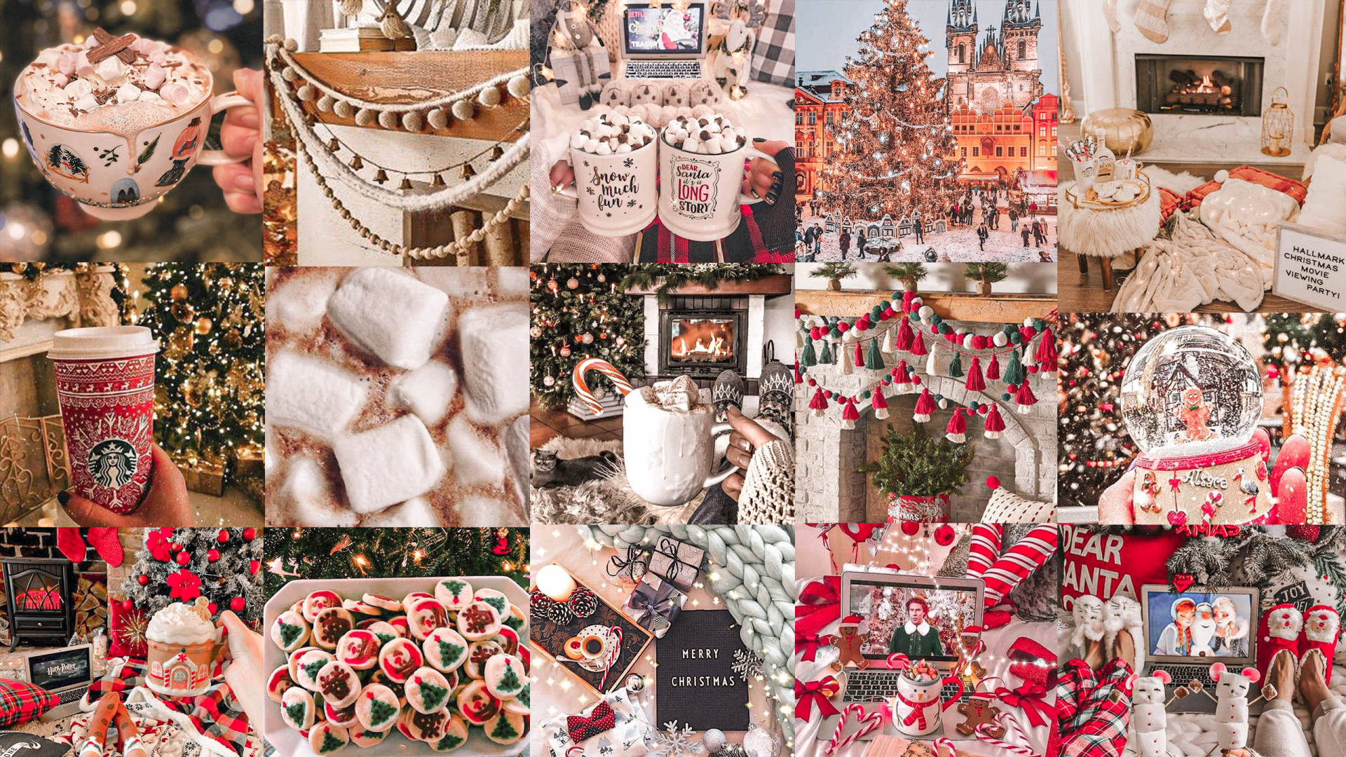 Gledelig julekollasj i rødt og hvitt Bakgrunner