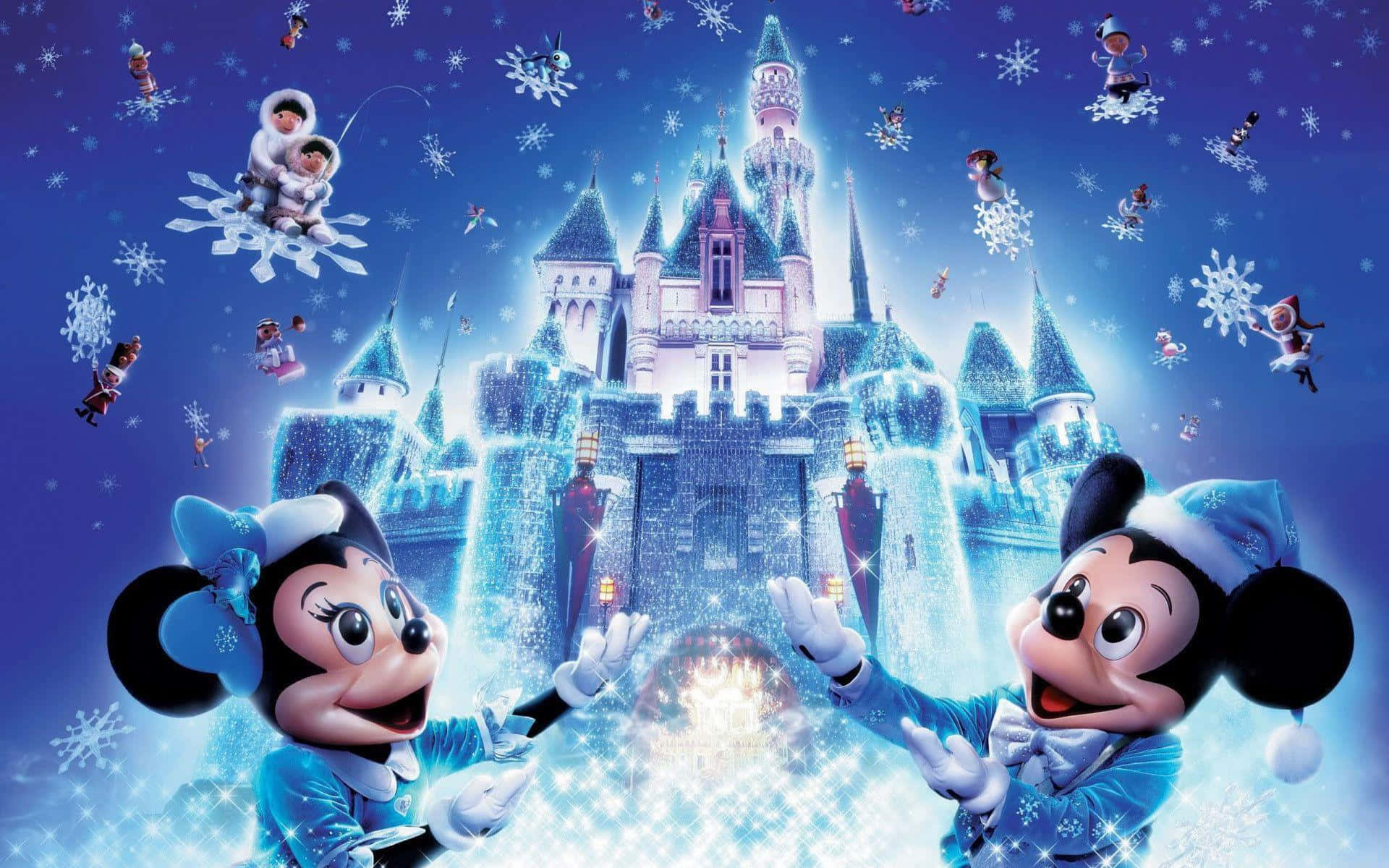 Gledelige minner med Snøhvit i en Disney-jul Bakgrunner