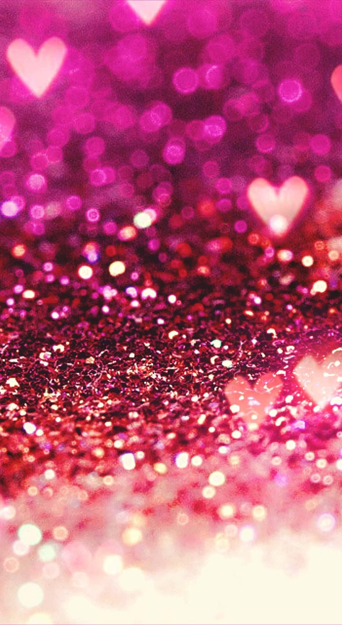Glitrende rosa hjerter i bokeh-design Bakgrunner
