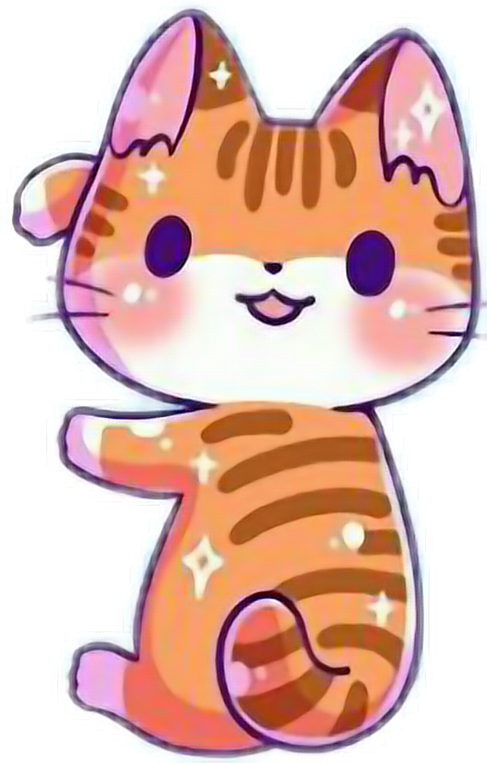 Glitrende stripete kawaii-katt.PNG Bakgrunner