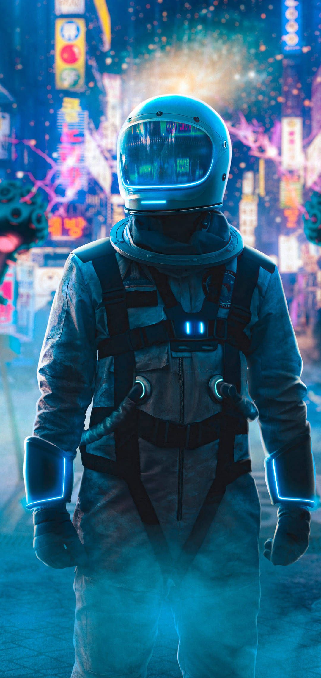 Glødende astronaut iPhone 11 Bakgrunner