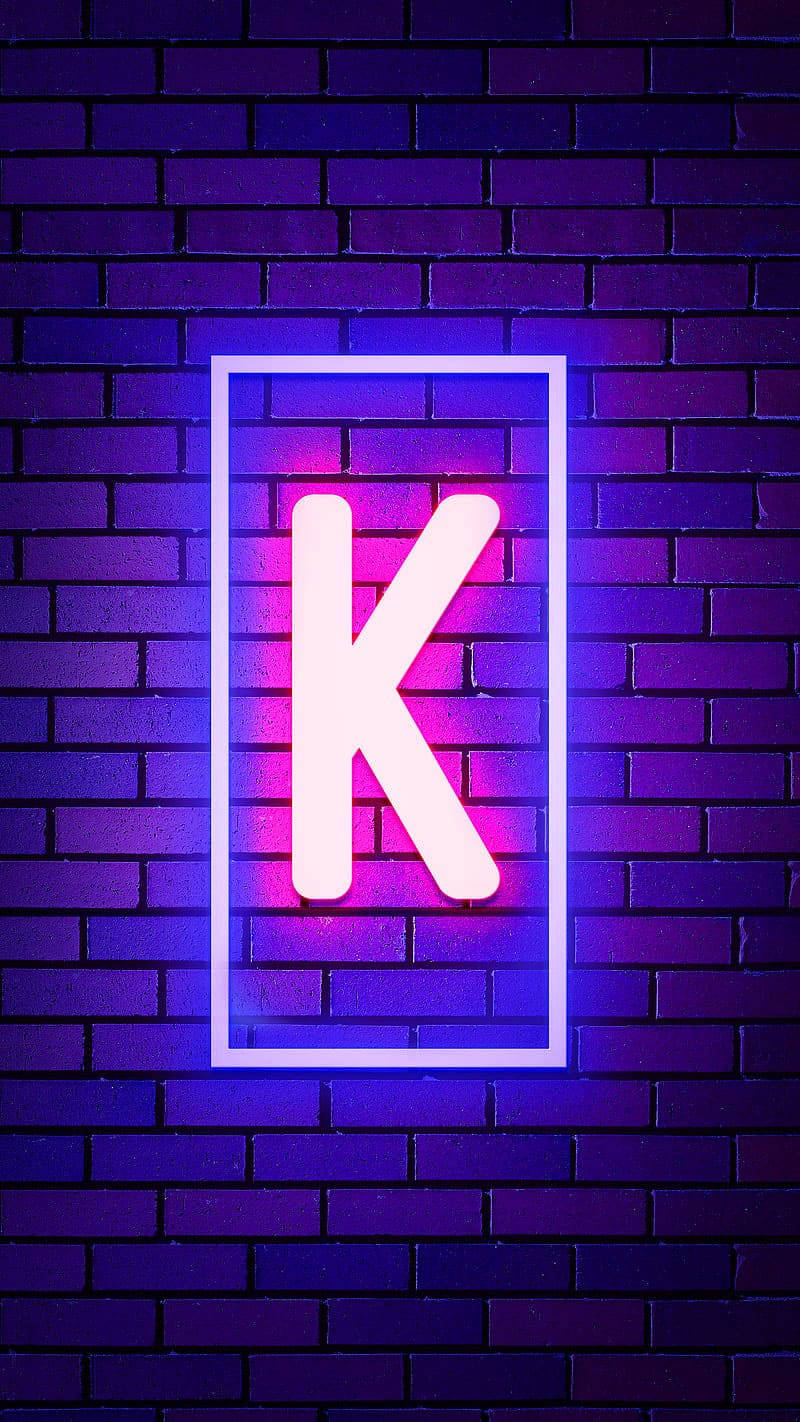 Glødende neonbokstav K navn Bakgrunner