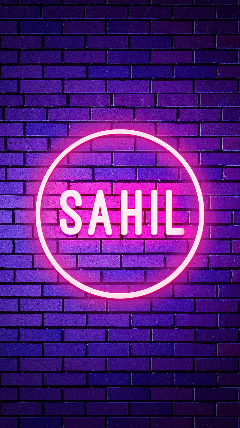 Glødende neonskilt Sahil-navn Bakgrunner