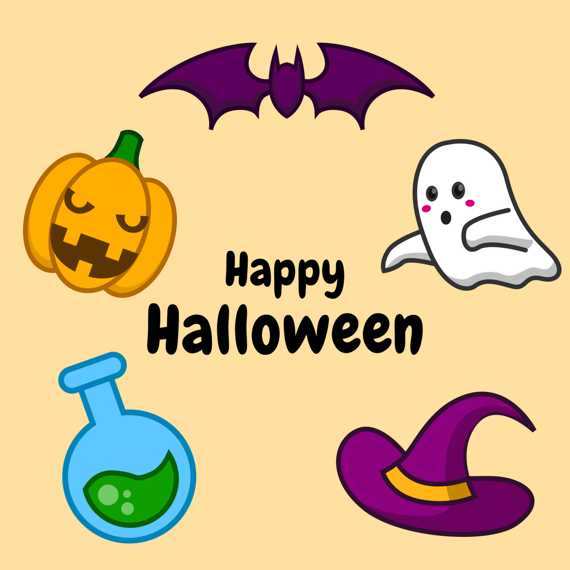 god halloween med flaggermus, heks, flaggermus og en trylledrikk Bakgrunner